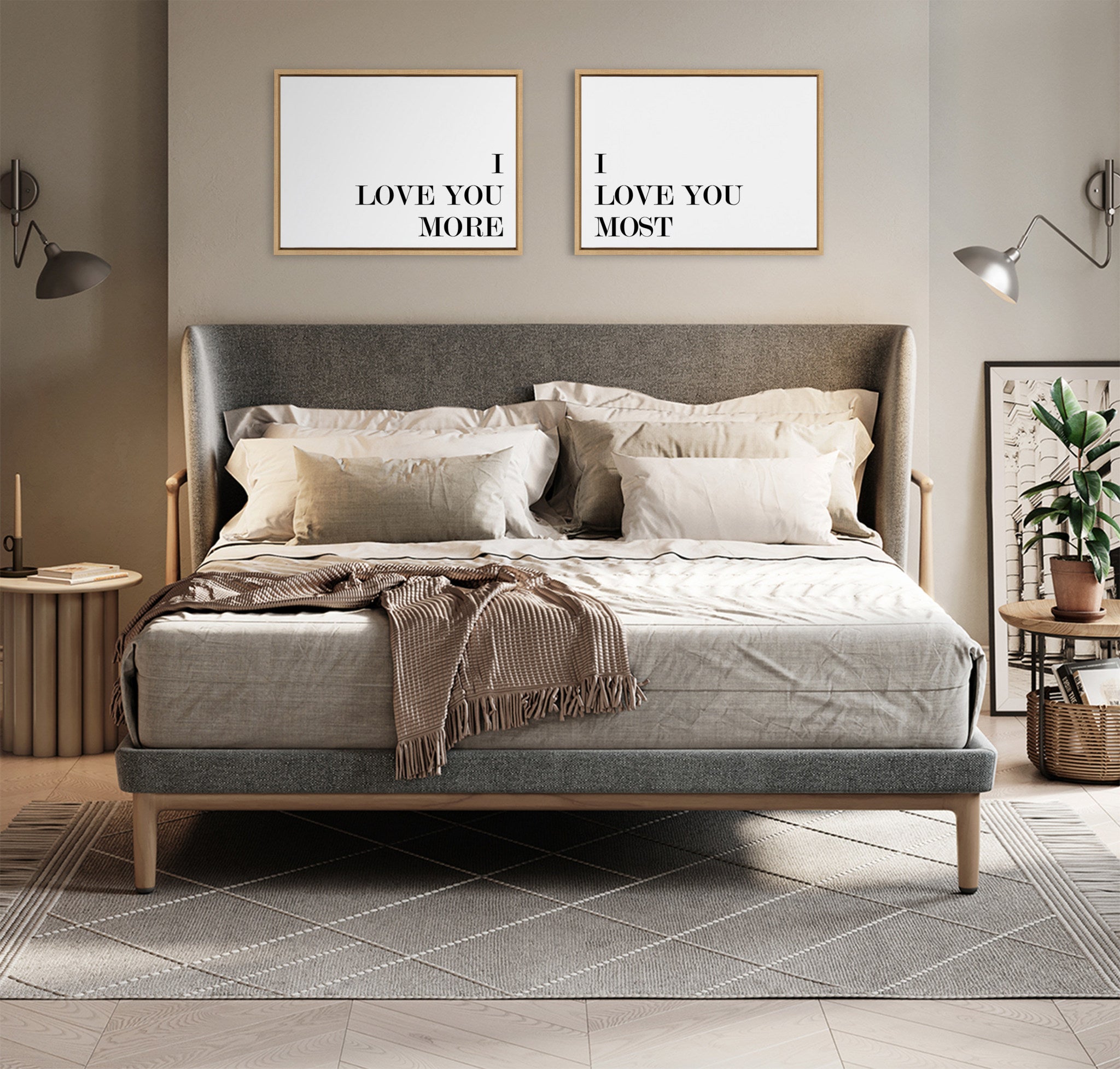 Sylvie I Love You More and I Love You Most Framed Canvas Art Set by Maggie Price of Hunt and Gather Goods