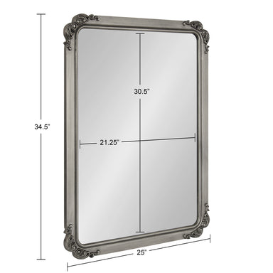 Ornate Wall Mirror Silver 25x35 2