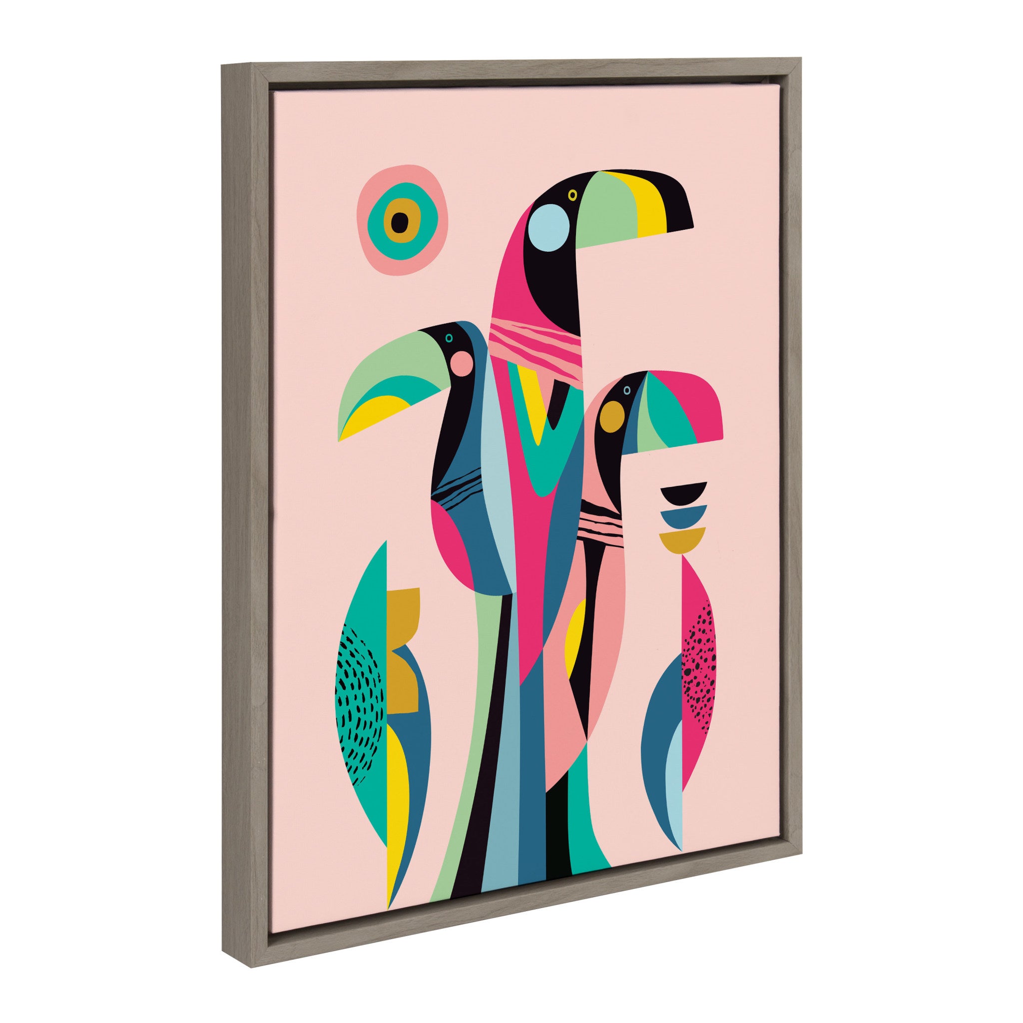 Sylvie Mid Century Modern Tropical Toucan Framed Canvas by Rachel Lee of My Dream Wall
