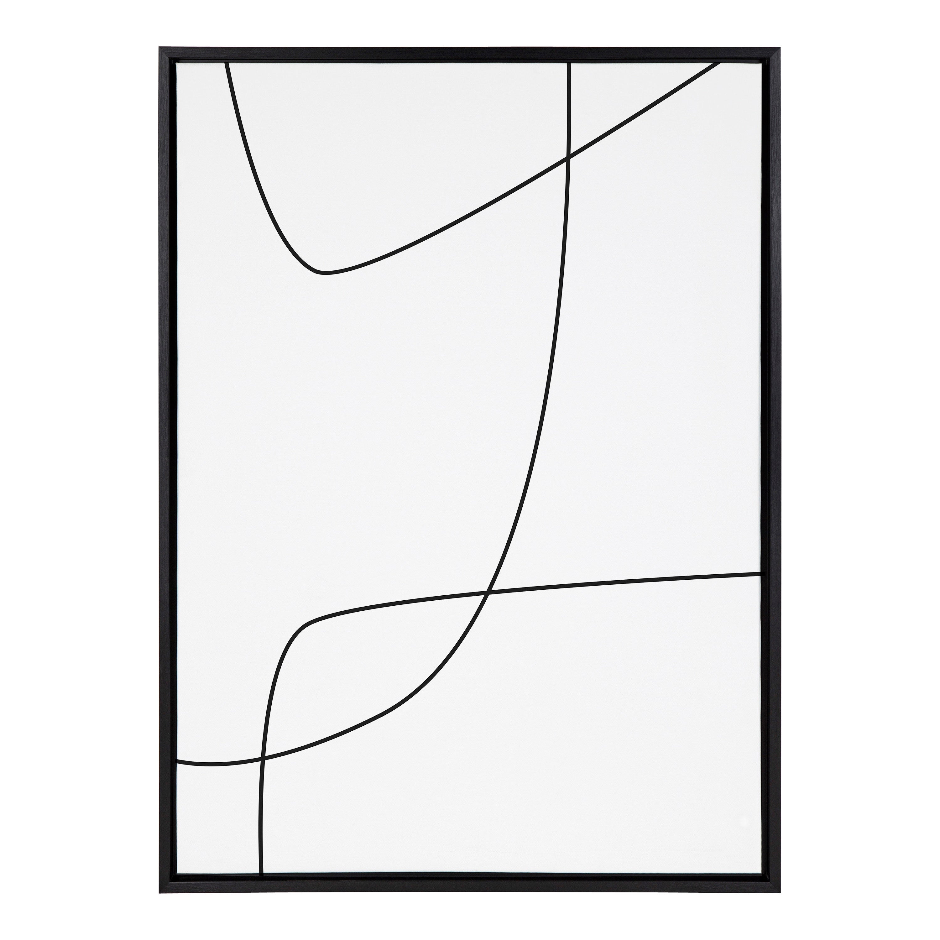Sylvie Modern Line Abstract 3 BW Framed Canvas by The Creative Bunch Studio
