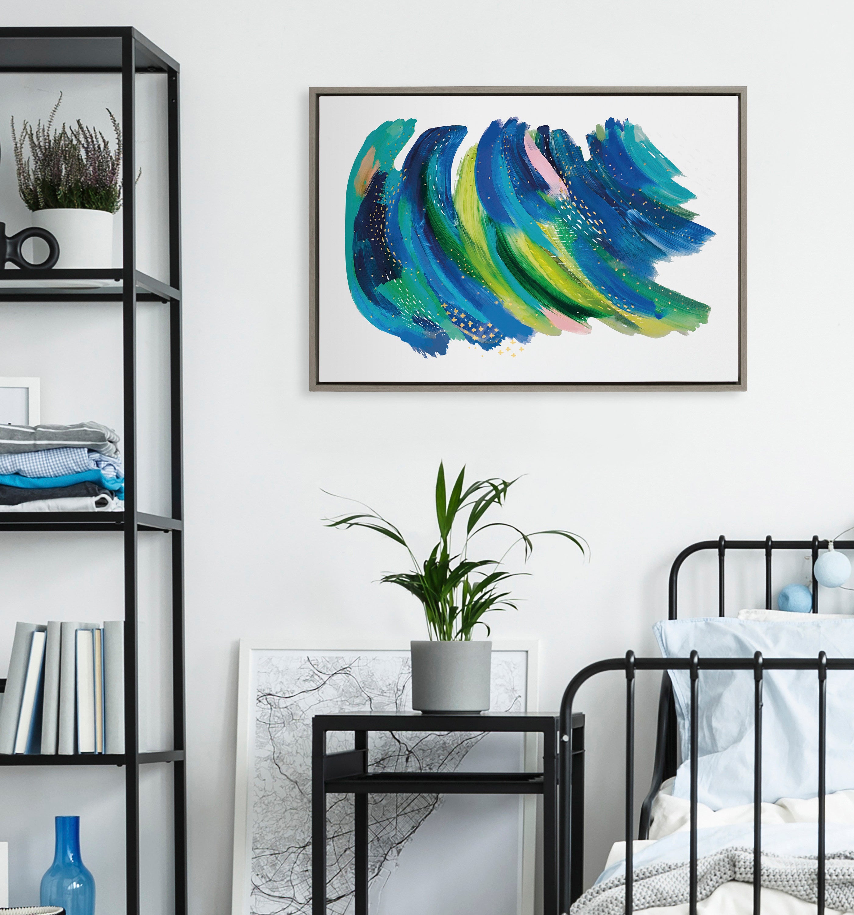 Sylvie Bright Abstract 2 Framed Canvas by Jessi Raulet of Ettavee
