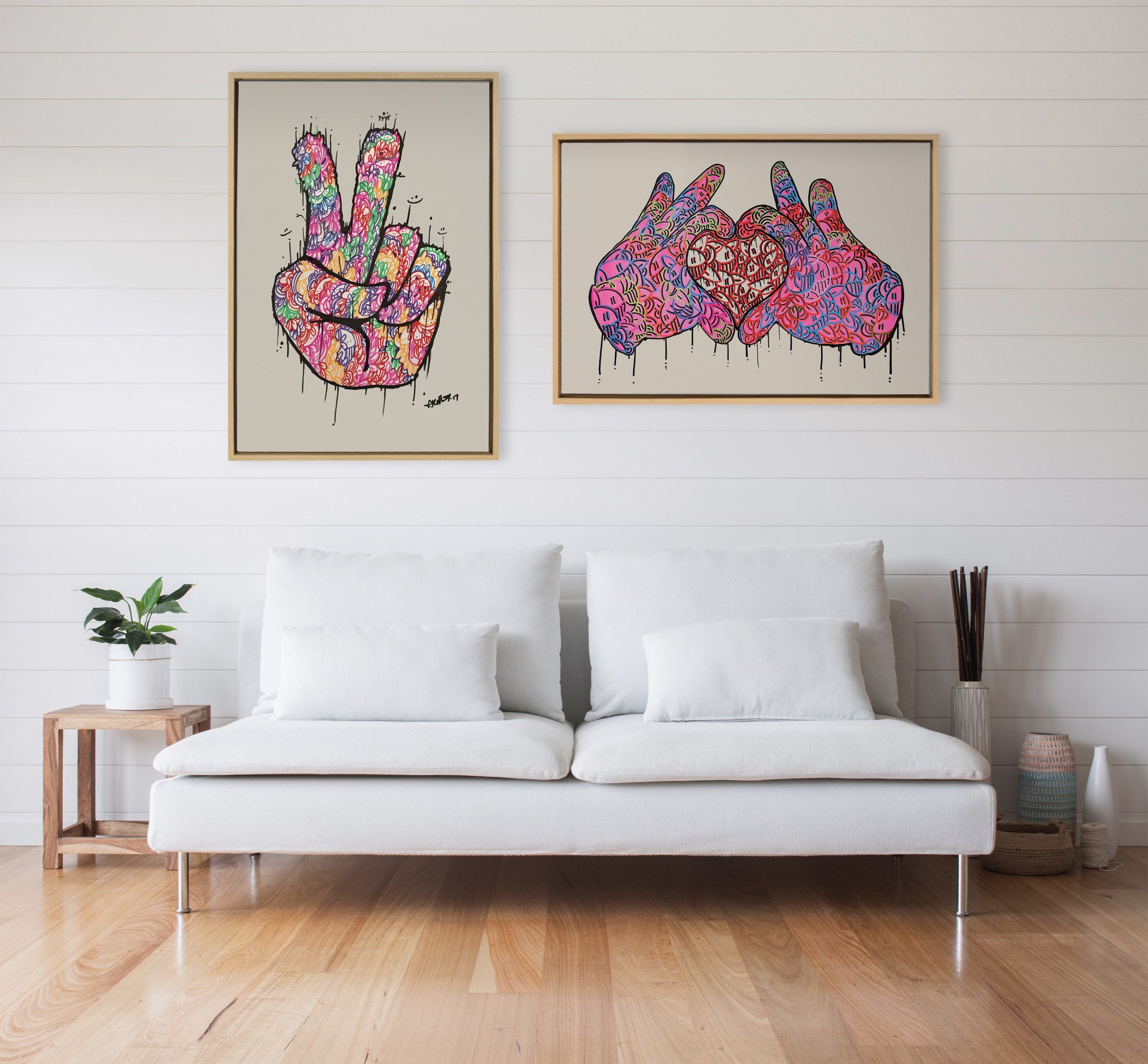 Sylvie Peace Sign Framed Canvas by Arm of Casso