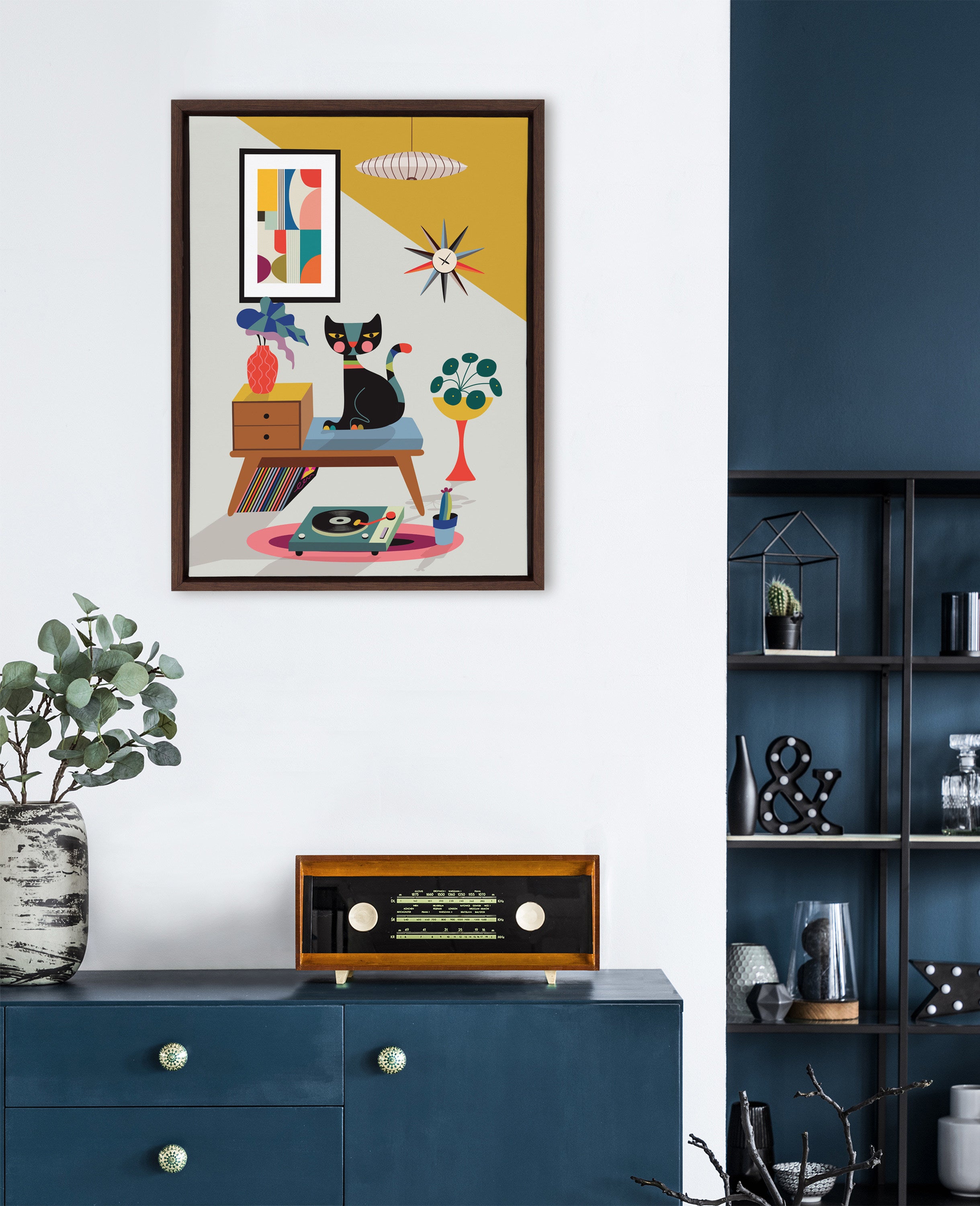 Sylvie Record Player Framed Canvas by Rachel Lee of My Dream Wall