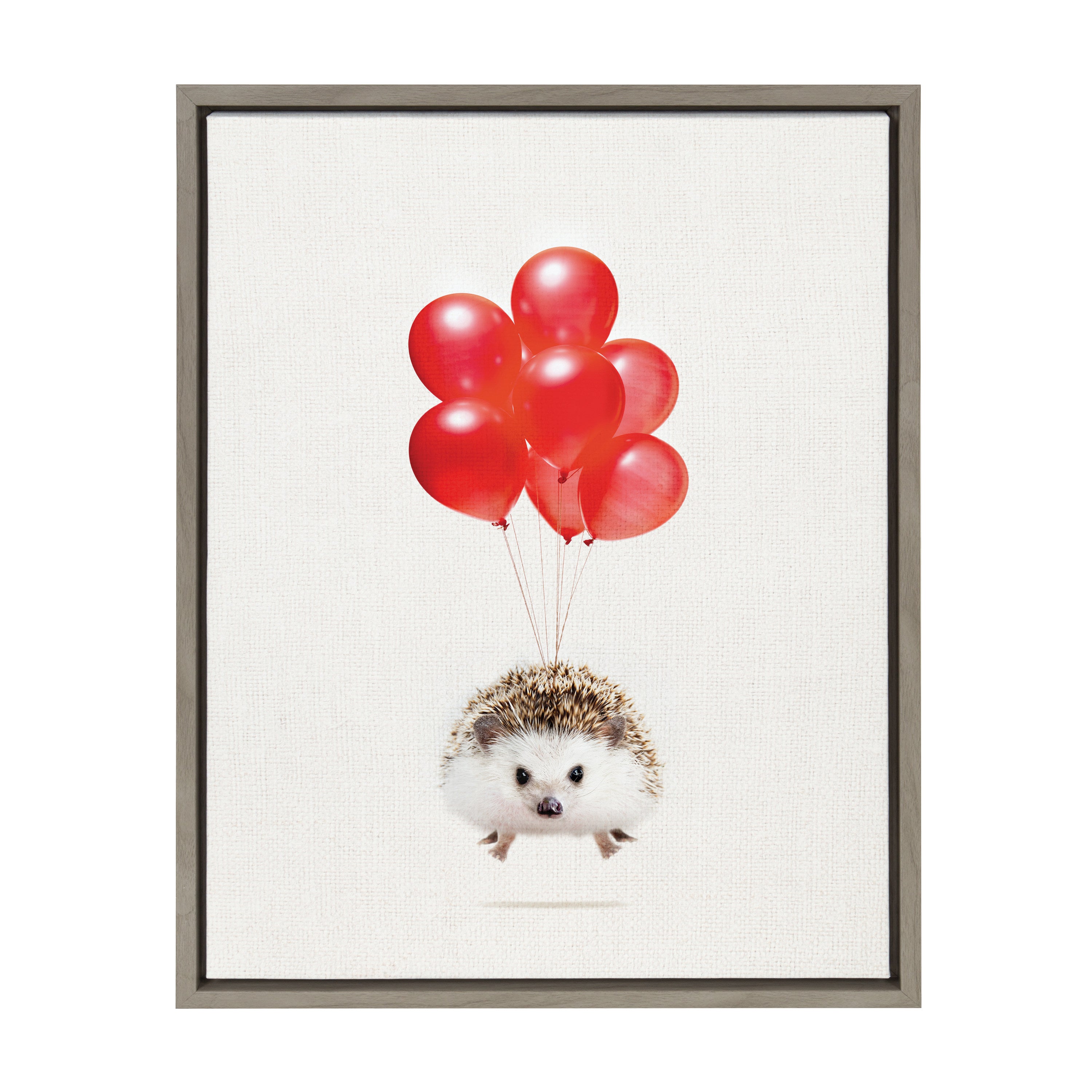 Sylvie Hedgehog Balloons Framed Canvas By Amy Peterson