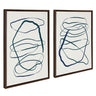 Sylvie Blue and Green Expressive Abstract 1 and 2 Framed Canvas Art Set by The Creative Bunch Studio