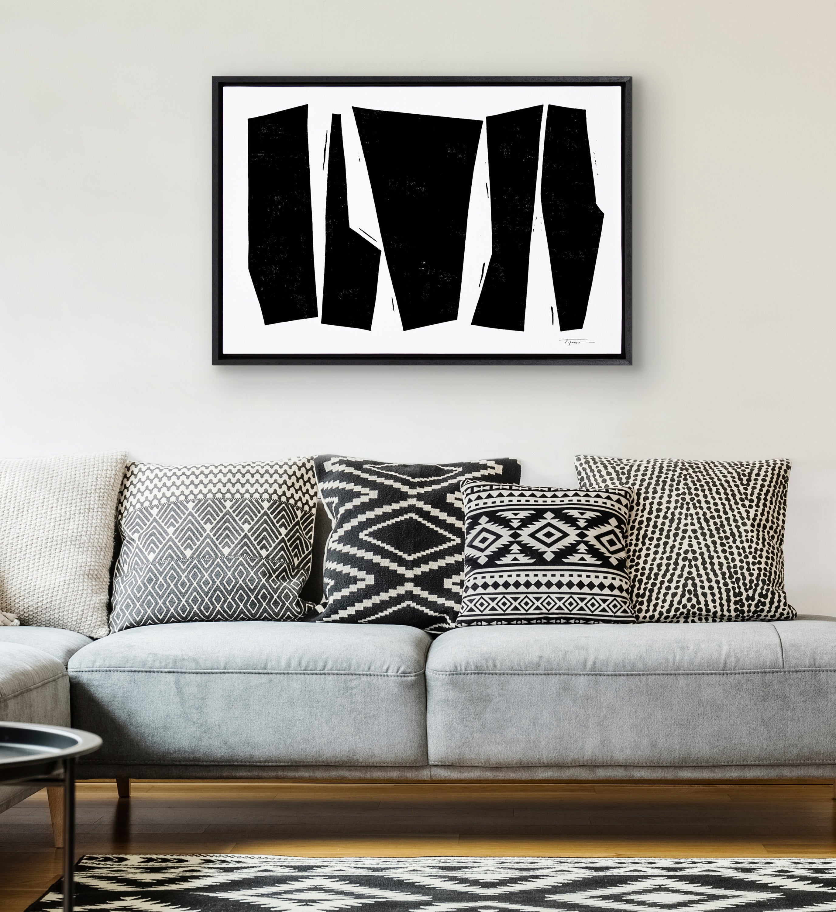 Sylvie Colliding Shapes Framed Canvas by Statement Goods