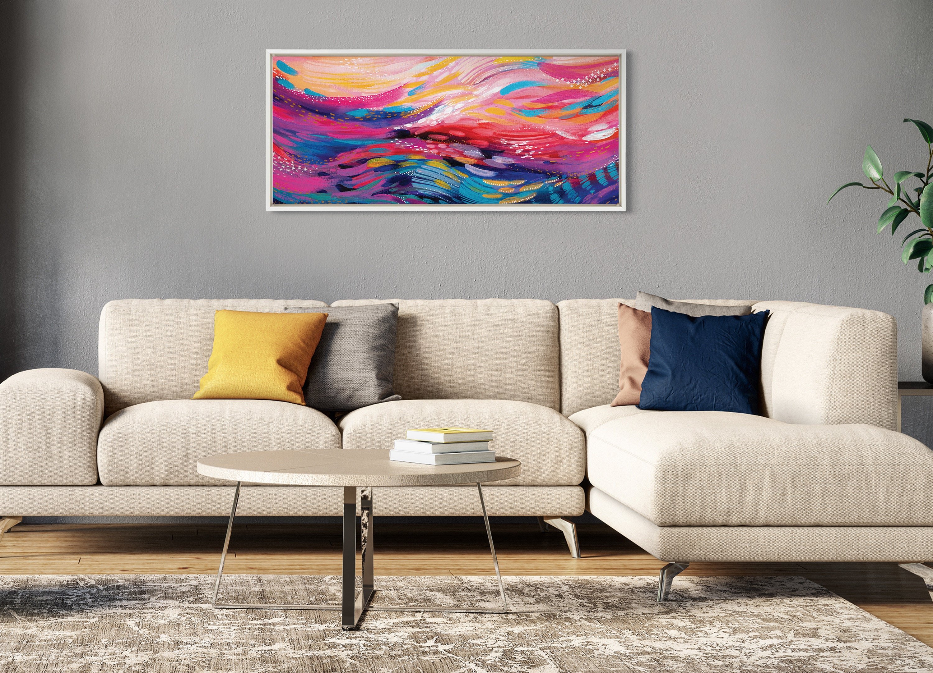 Sylvie Brush Strokes 90 Framed Canvas by Jessi Raulet of Ettavee