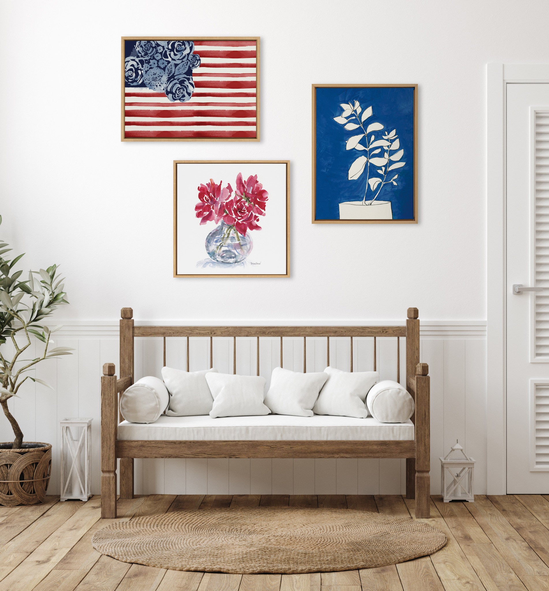 Sylvie Floral Flag Framed Canvas by Sara Berrenson