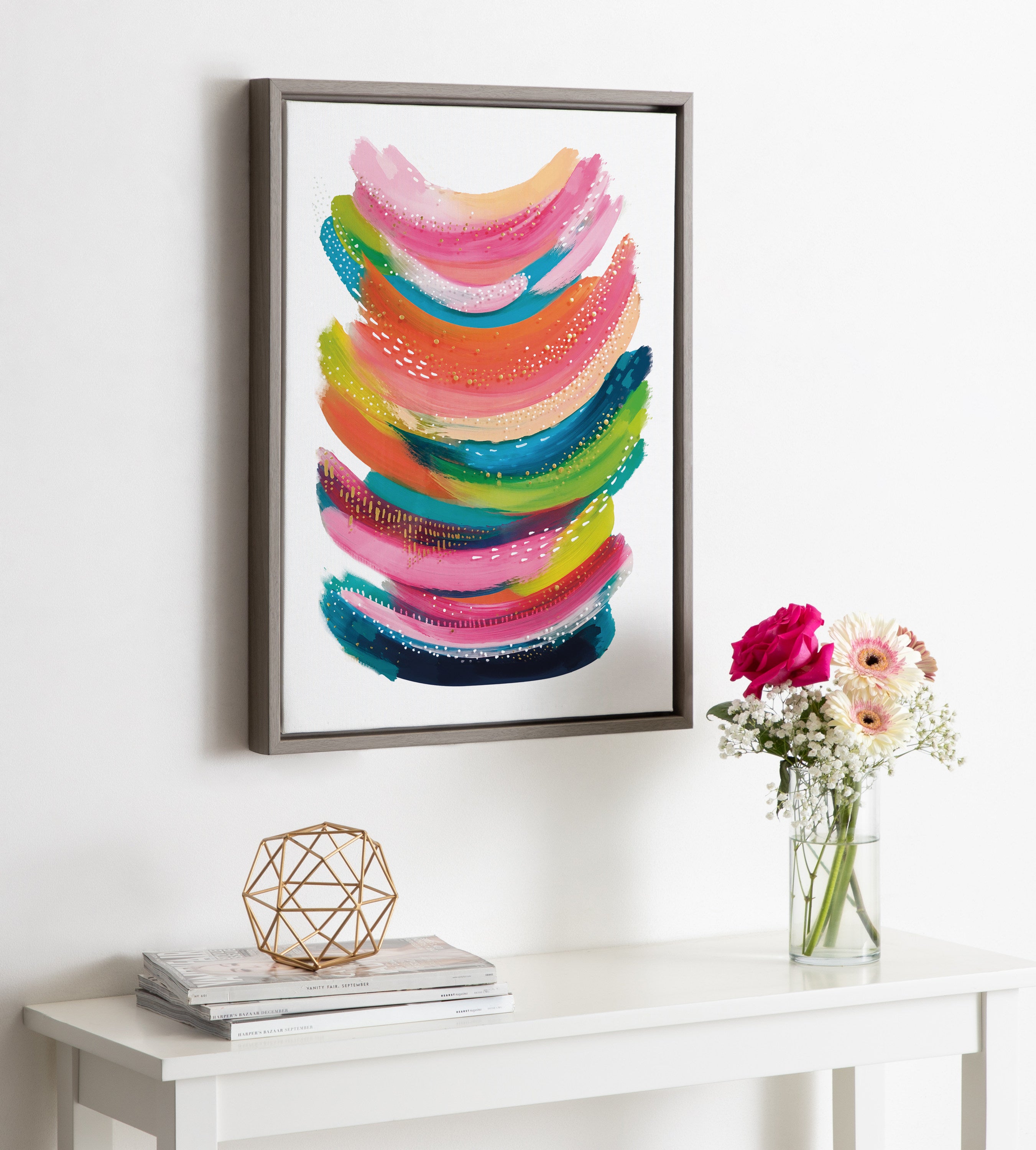 Sylvie Bright Abstract Framed Canvas by Jessi Raulet of Ettavee