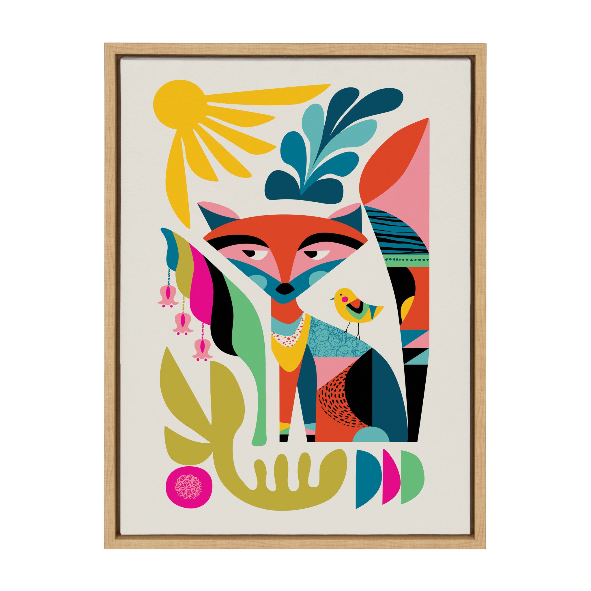 Sylvie Mid Century Modern Fox Framed Canvas by Rachel Lee of My Dream Wall