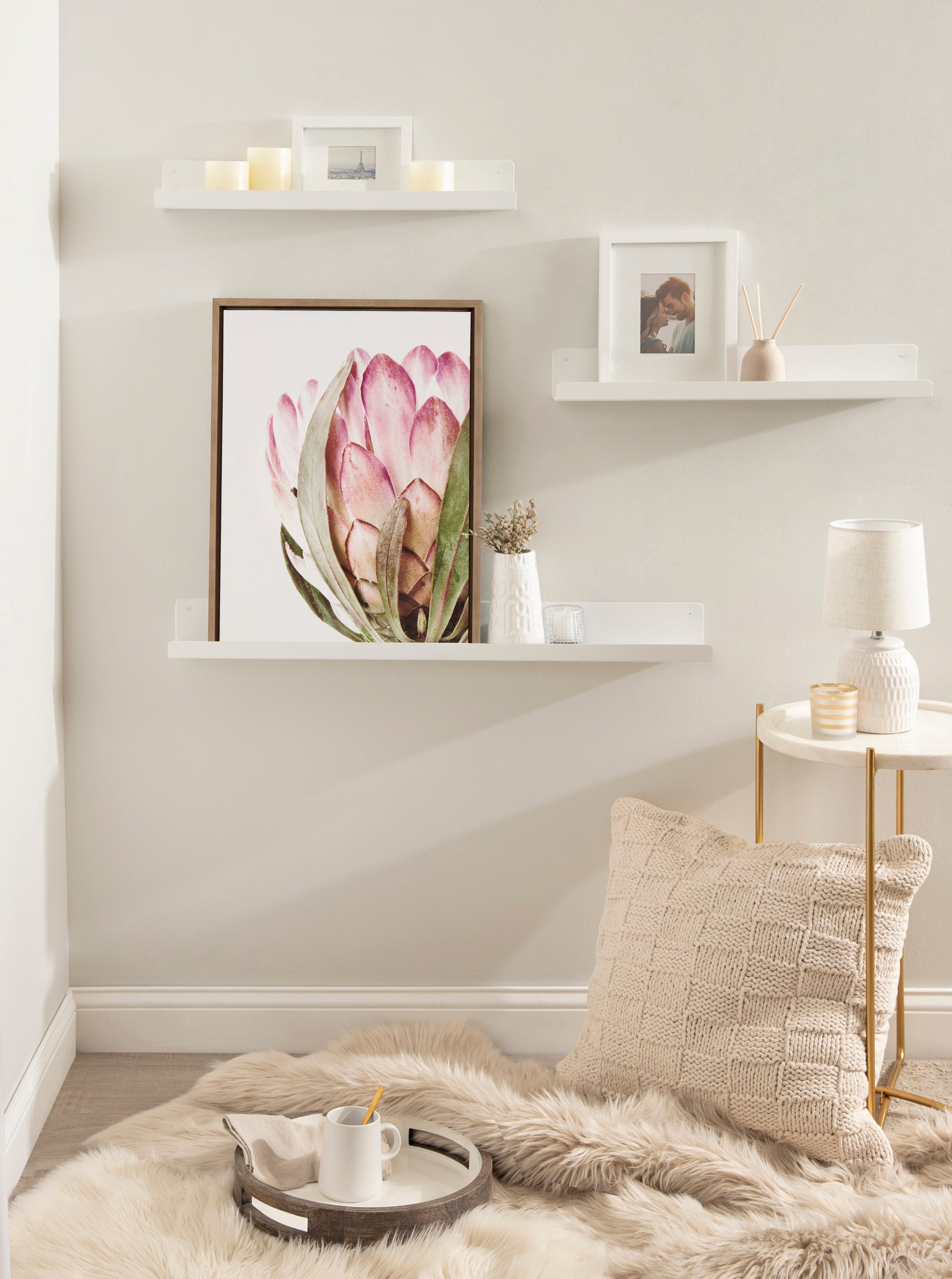 Sylvie Pink Protea Flower Framed Canvas by Amy Peterson