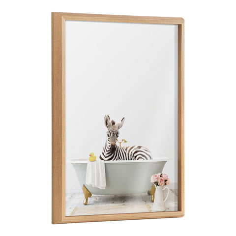 Blake Zebra Cottage Bathroom Framed Printed Glass by Amy Peterson Art Studio