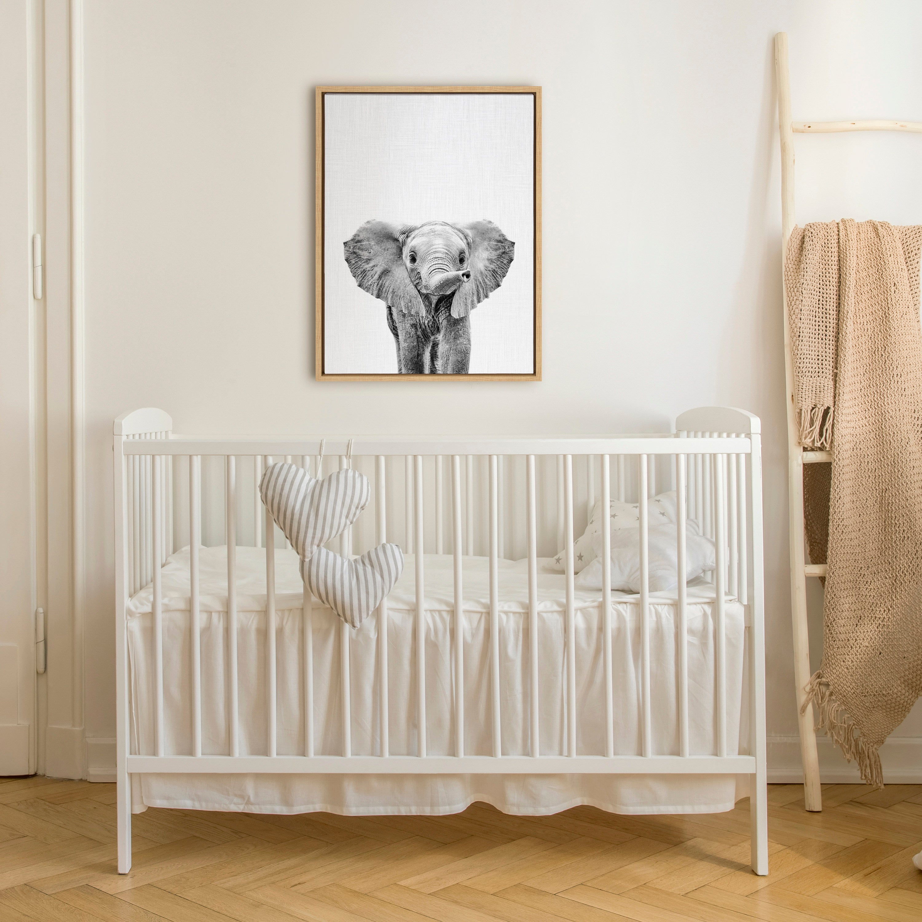 Sylvie Baby Elephant Framed Canvas by Simon Te