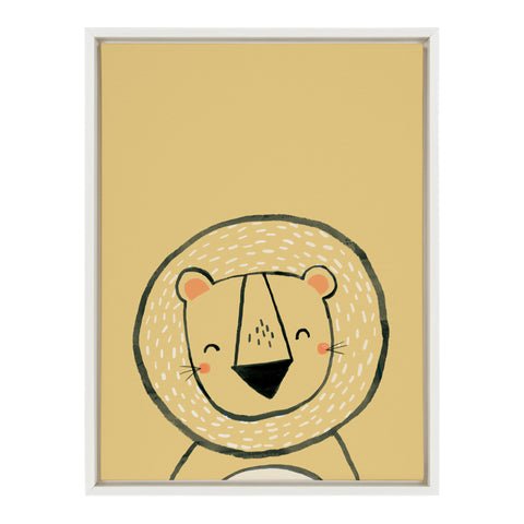 Sylvie Inky Lion Framed Canvas by Lauradidthis