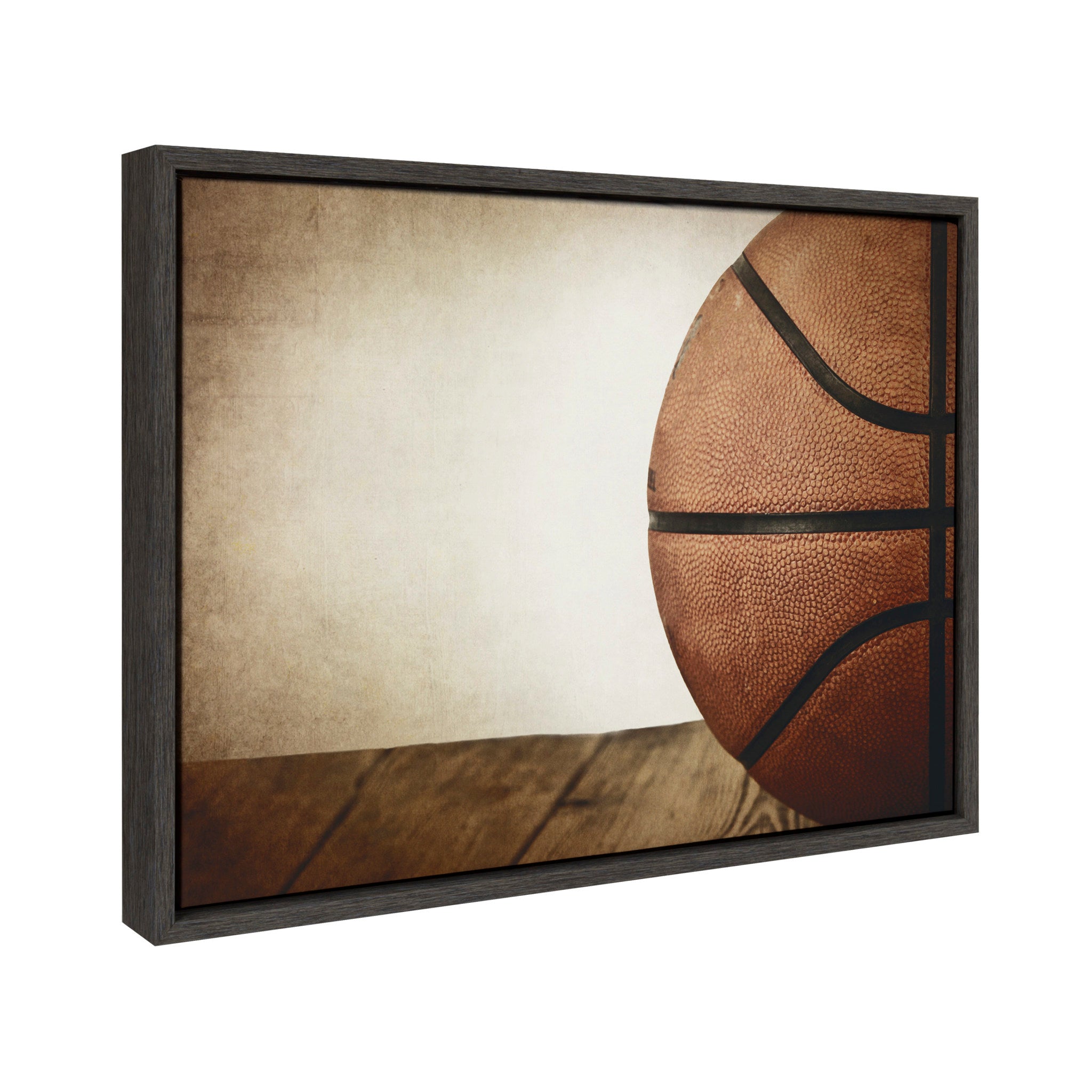 Sylvie Vintage Half Basketball Framed Canvas by Shawn St. Peter