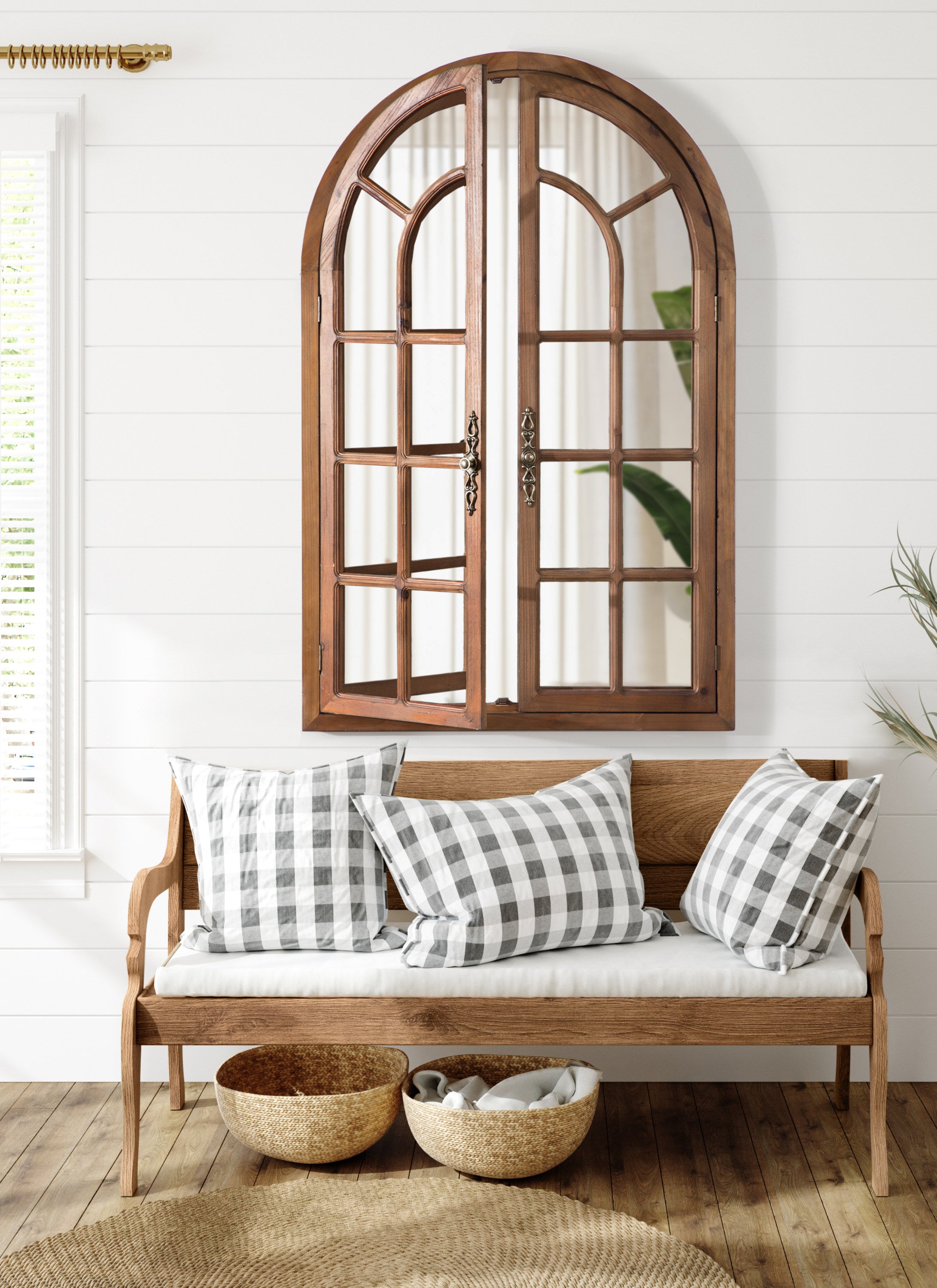 Boldmere Wood Windowpane Arch Mirror