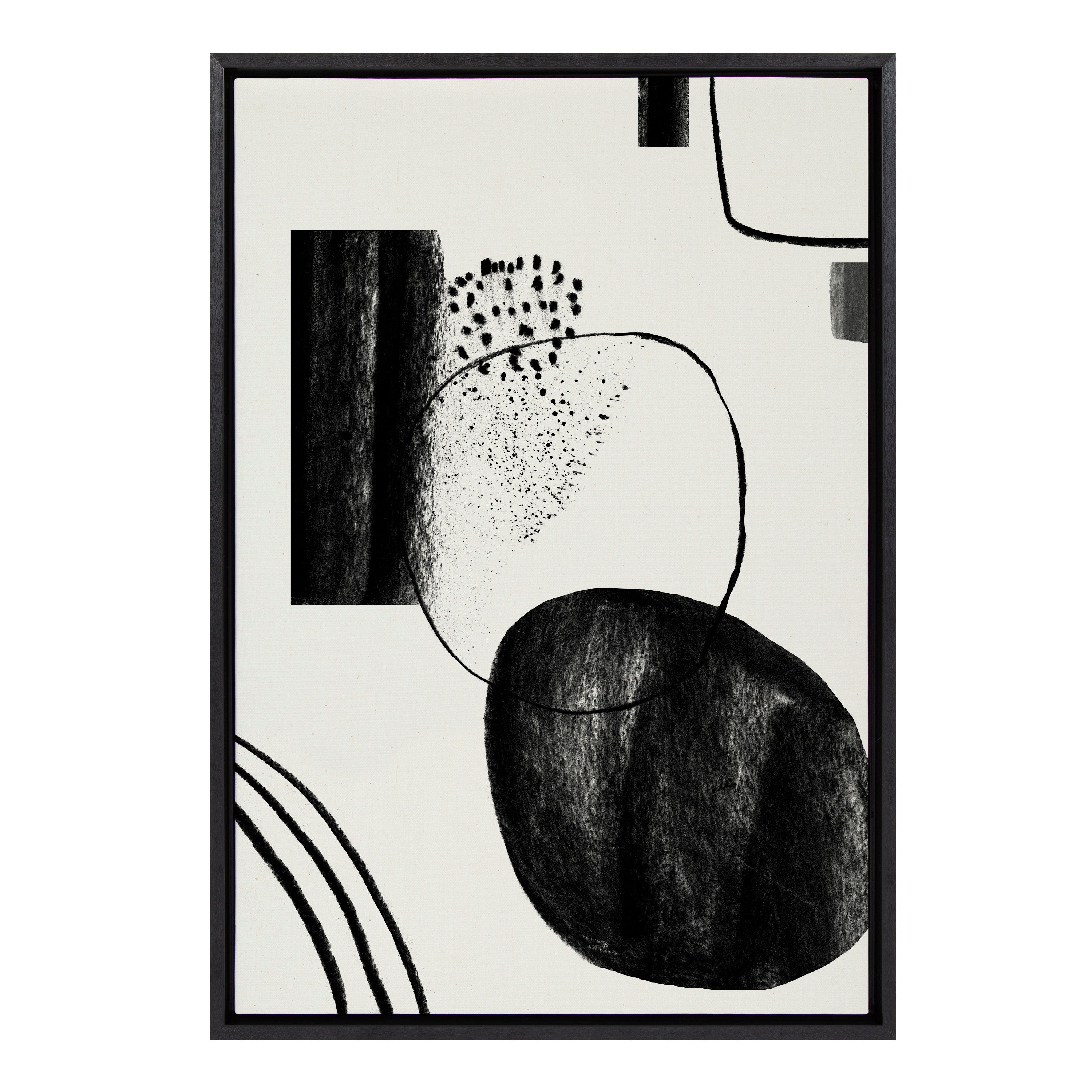 Sylvie Abstract Composition Charcoal Framed Canvas by Teju Reval of SnazzyHues