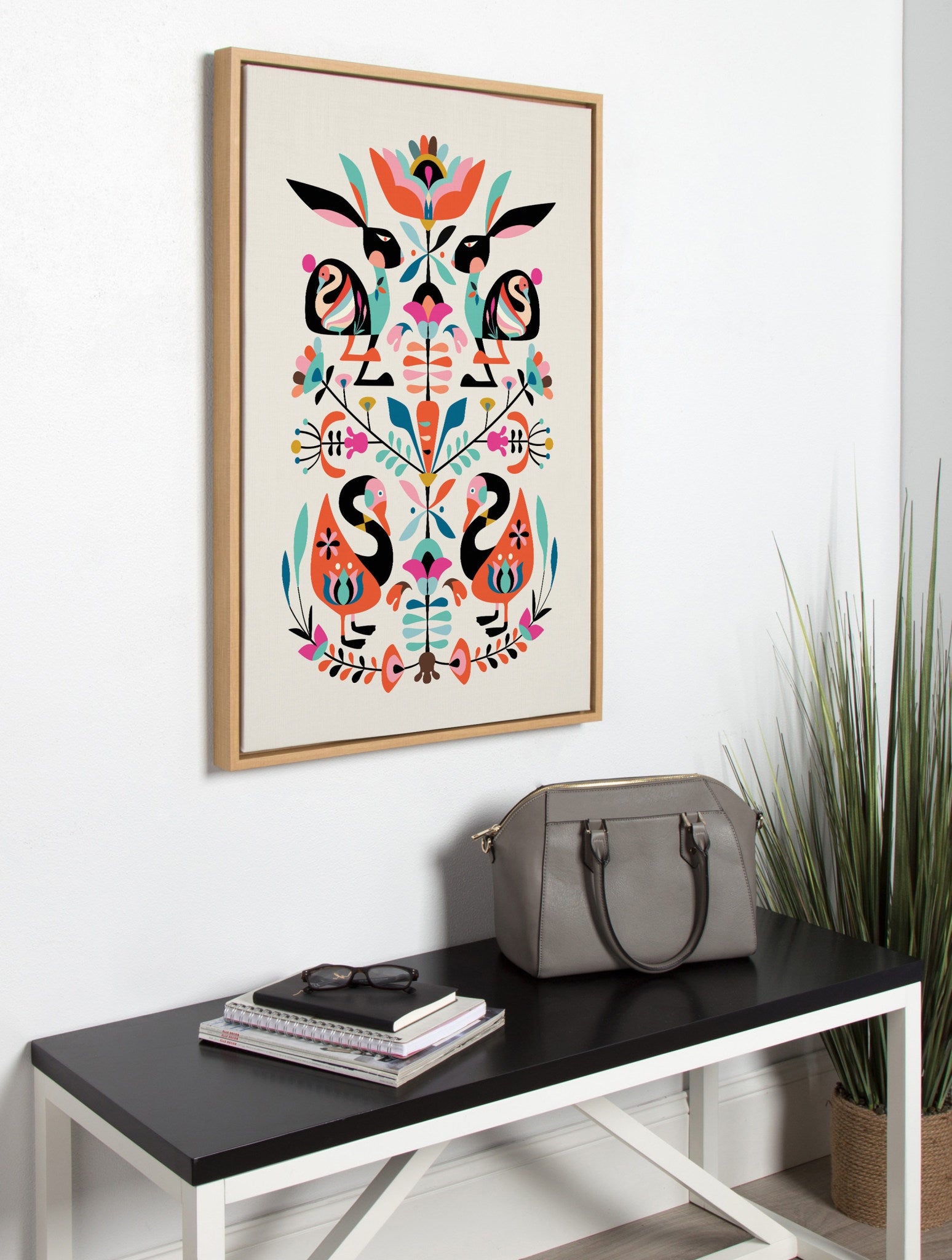 Sylvie Floral Bunny Framed Canvas By Rachel Lee of My Dream Wall