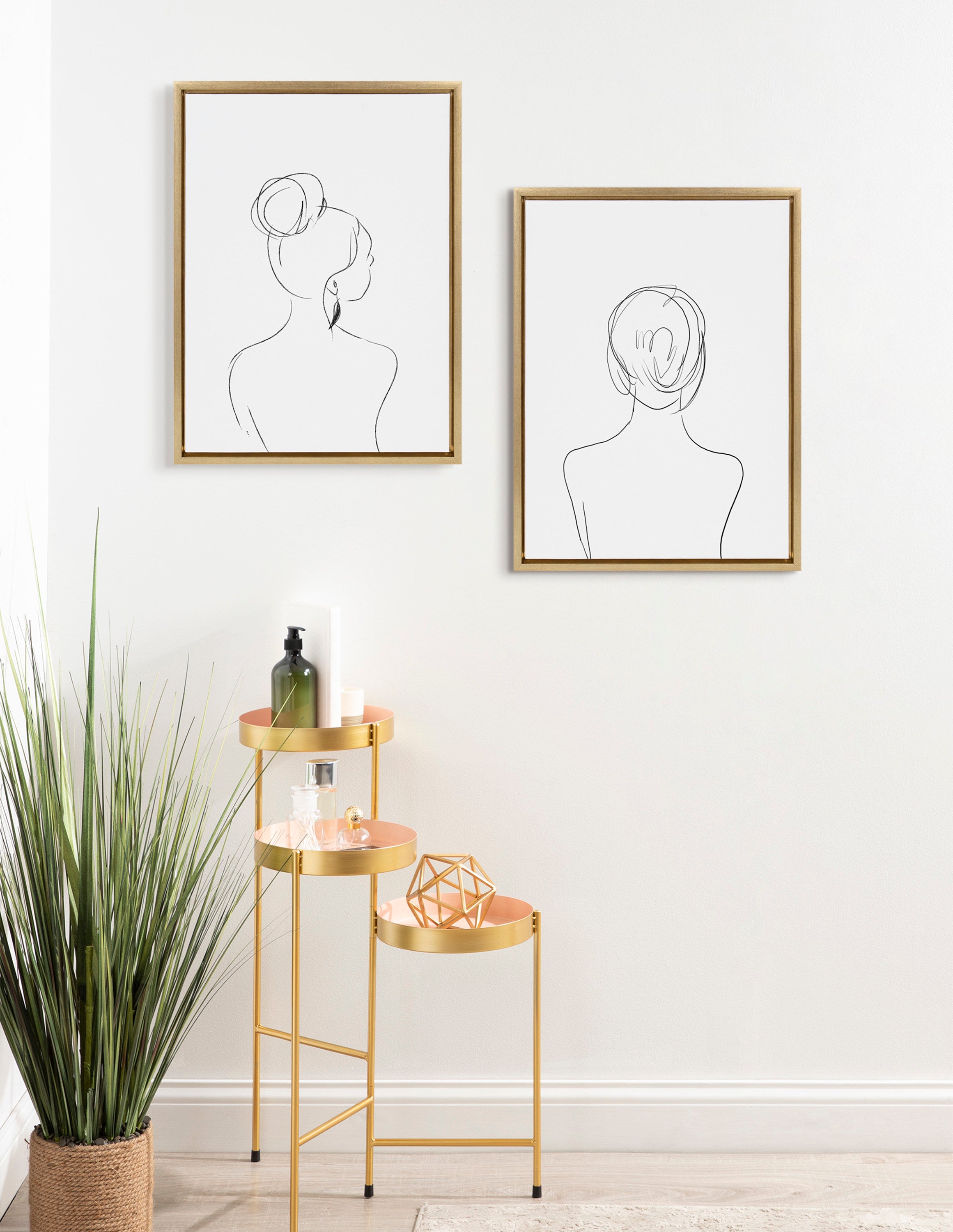 Sylvie Minimalist Woman 2 Framed Canvas by Teju Reval of SnazzyHues