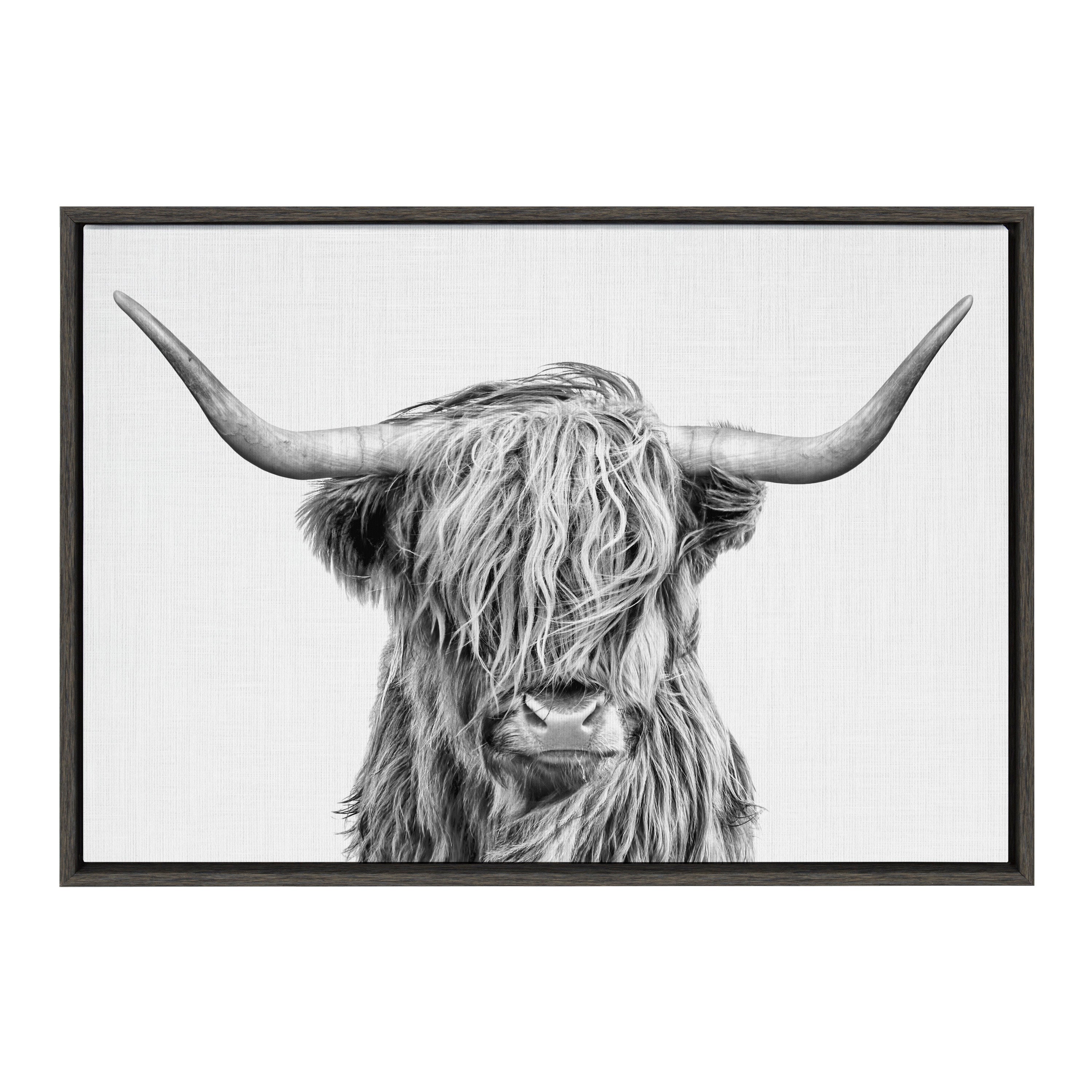 Sylvie Highland Cow 2 Framed Canvas by Simon Te of Tai Prints