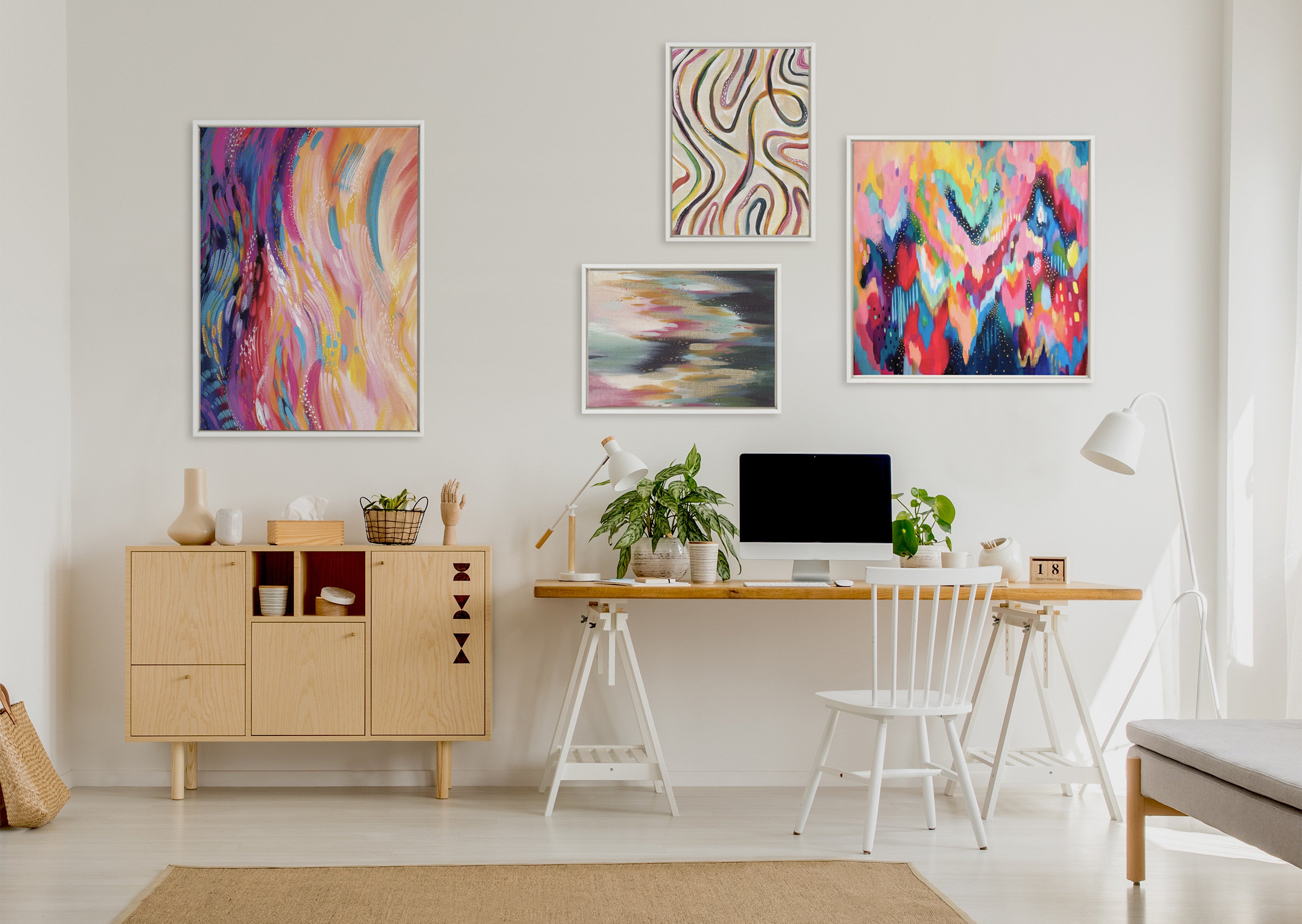 Sylvie Brushstroke 135 Framed Canvas by Jessi Raulet of Ettavee