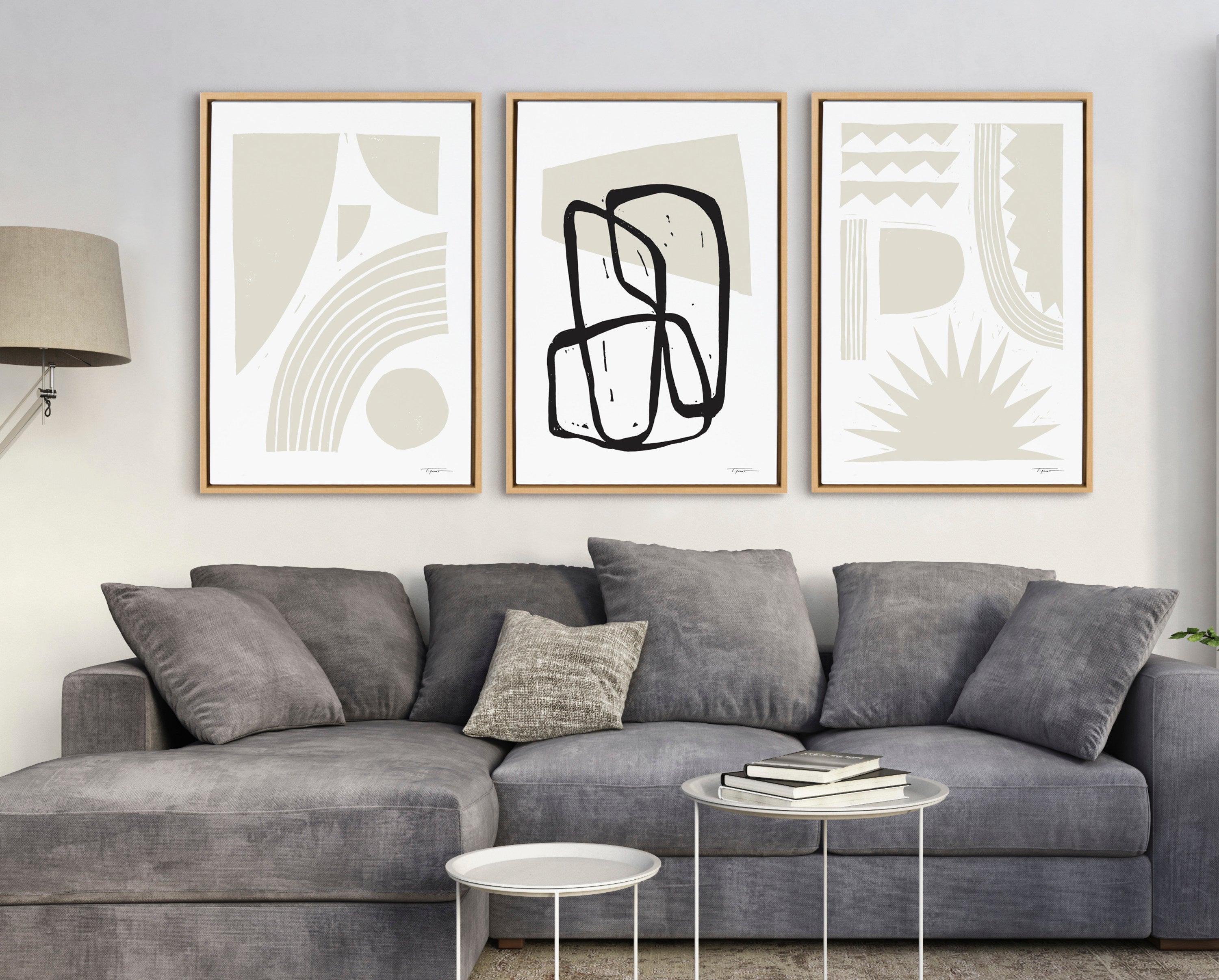 Sylvie Burst Neutral Framed Canvas by Statement Goods
