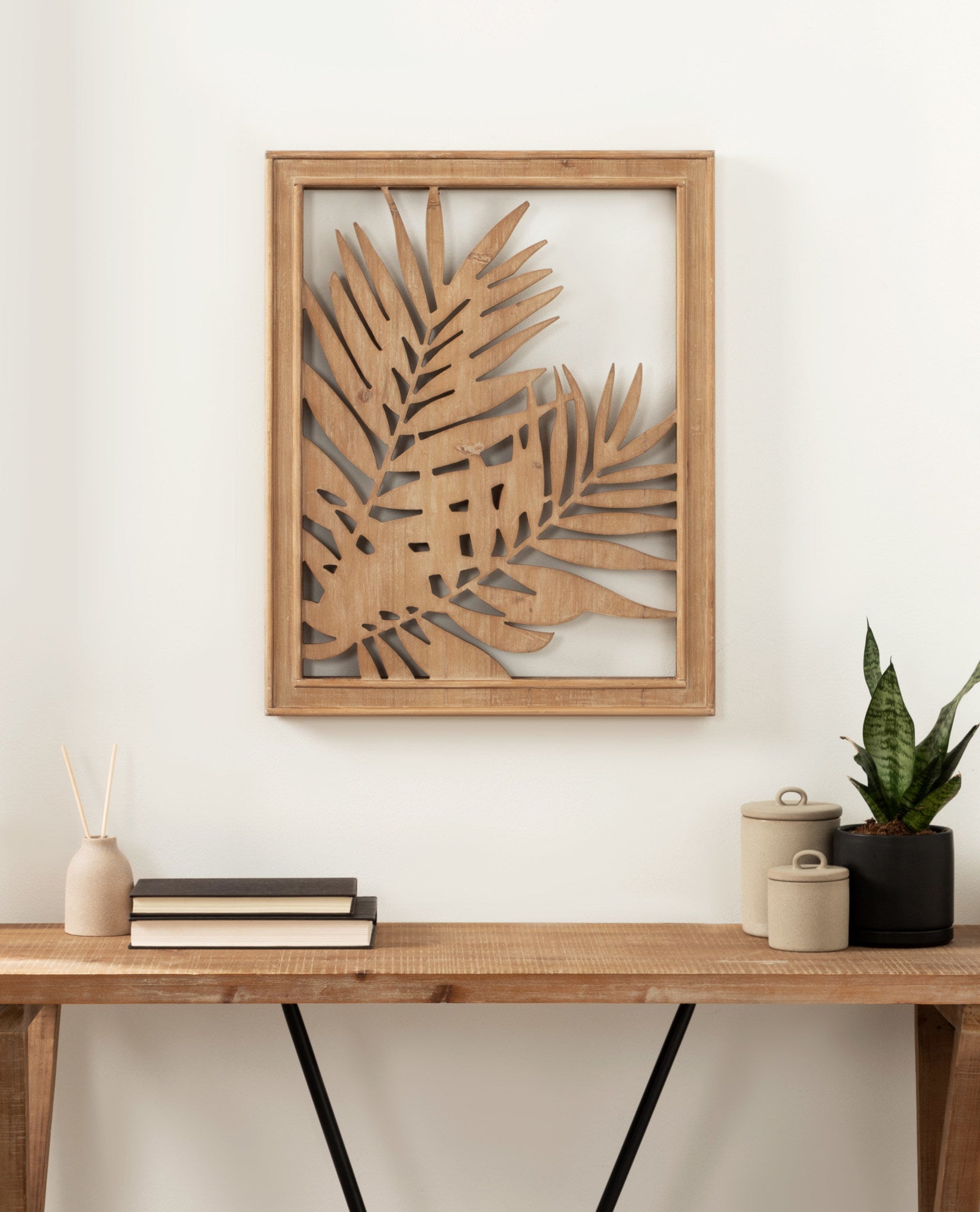 Hana Wood Leaf Art Plaque