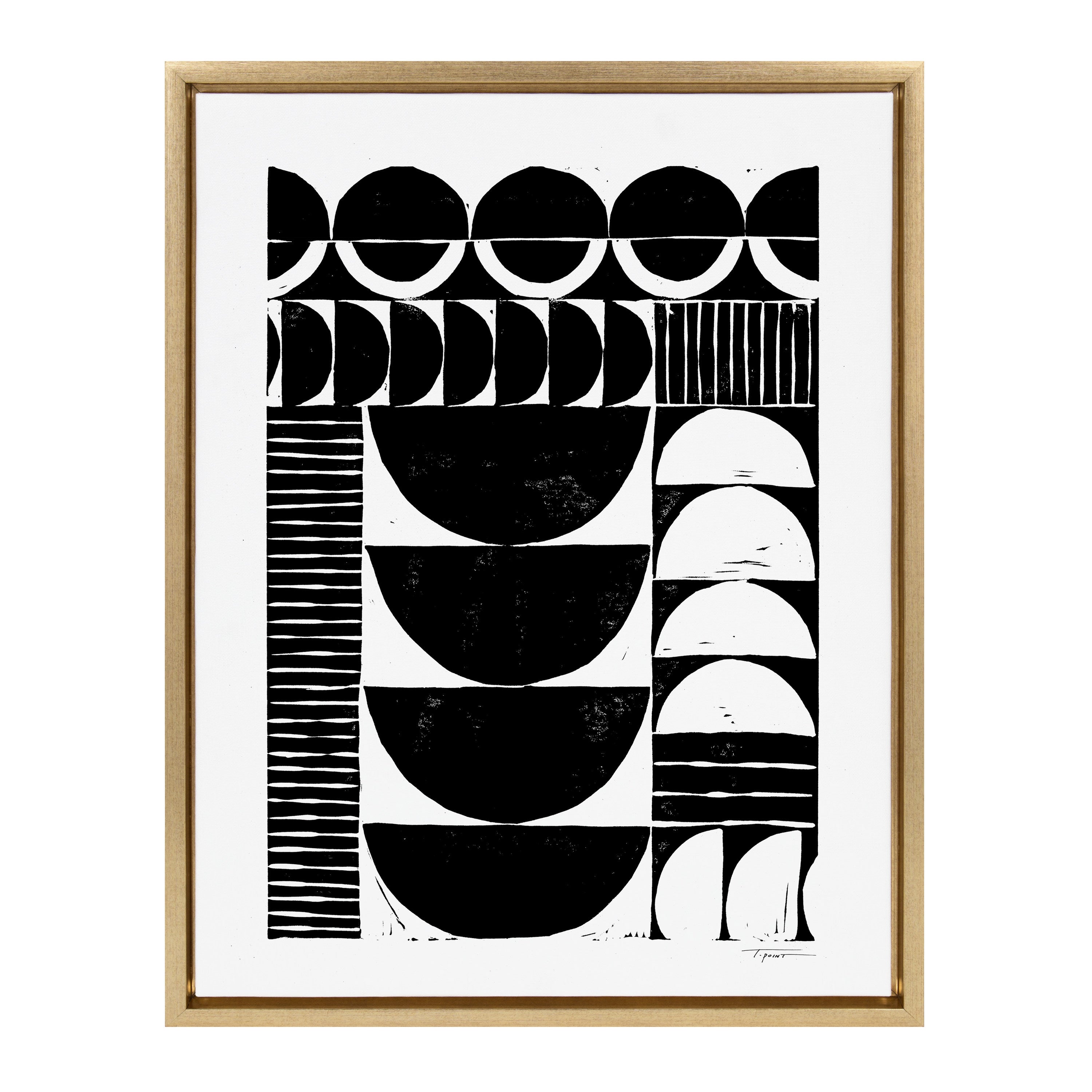 Sylvie Modern Circular Block Print Framed Canvas by Statement Goods