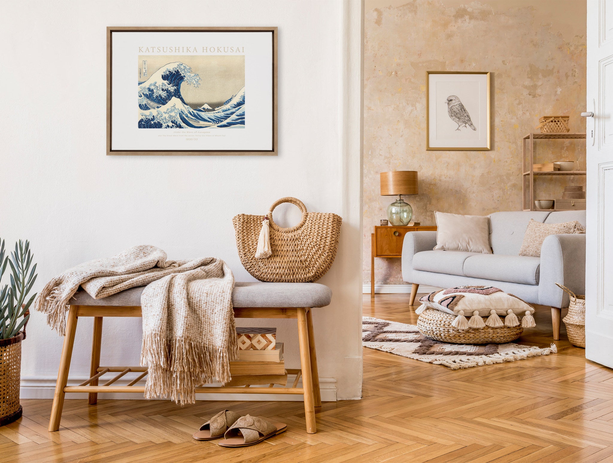 Sylvie Poster Katsushika Hokusai Under the Wave off Kanagawa aka The Great Wave 1830 Framed Canvas by The Art Institute of Chicago