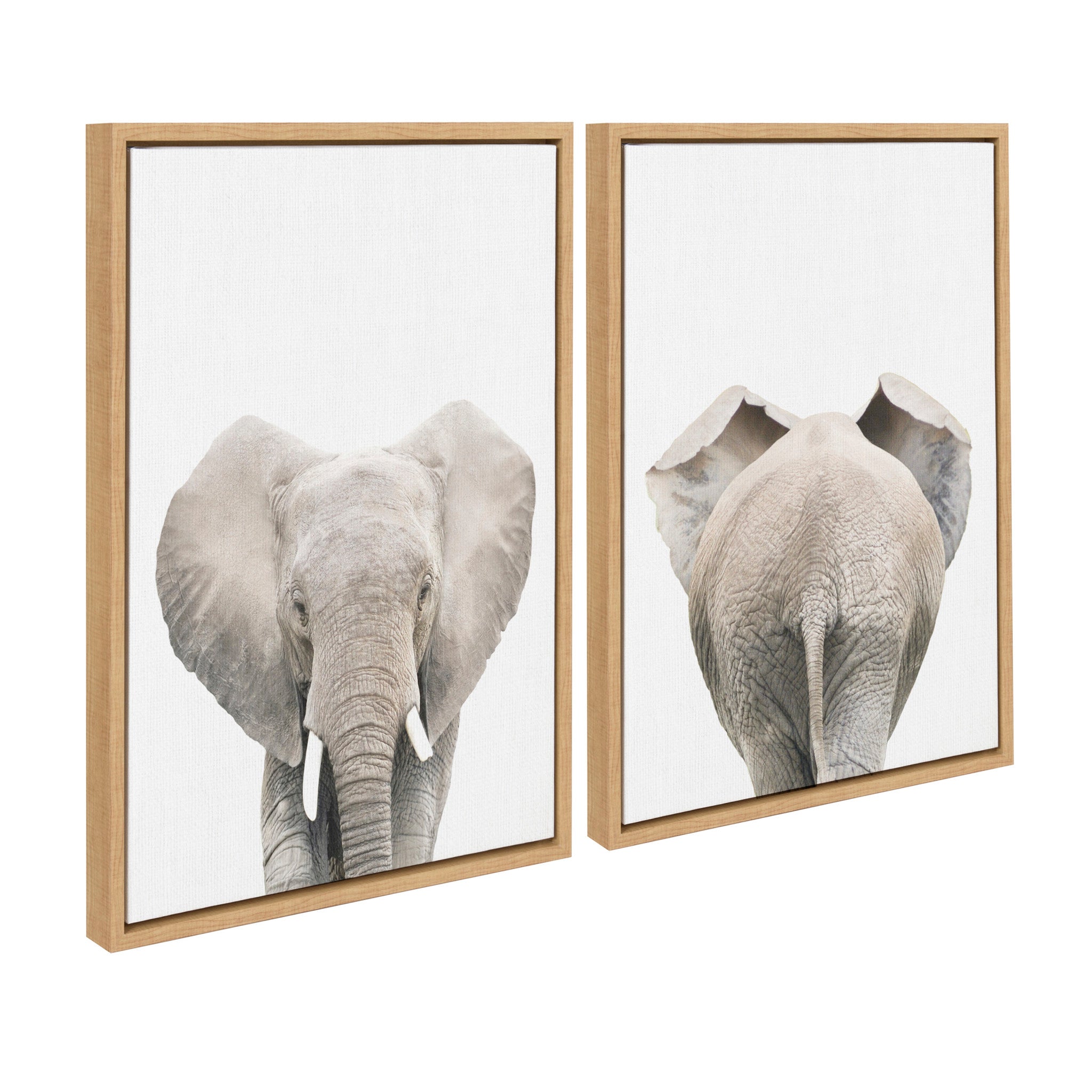 Sylvie Elephant Front and Back Framed Canvas Set by Amy Peterson Art Studio