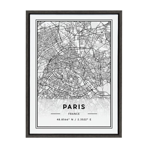 Sylvie Paris Modern Map Framed Canvas by Jake Goossen