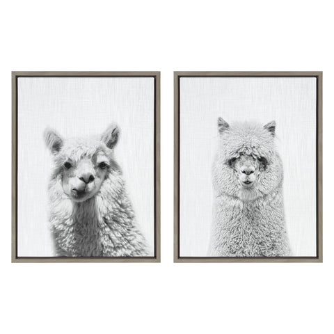 Sylvie Alpaca Portrait Set Framed Canvas By Simon Te