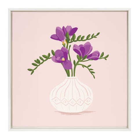 Sylvie Freesia Vase Framed Canvas by Maria Filar