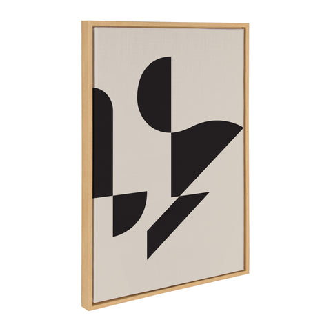 Sylvie Eye Catching Sleek Abstract 1 Black and Beige Framed Canvas by The Creative Bunch Studio