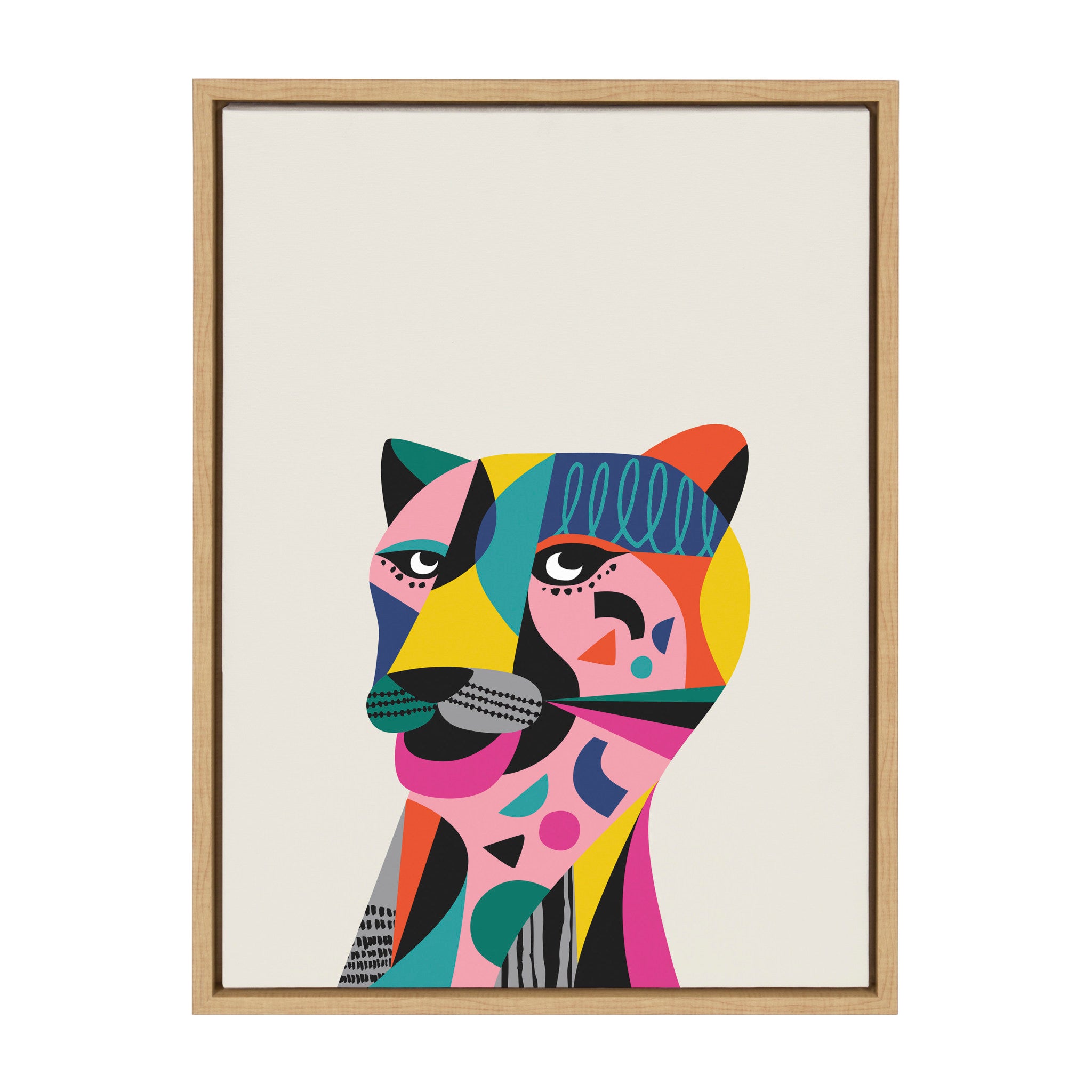 Sylvie Mid Century Modern Tiger Framed Canvas by Rachel Lee of My Dream Wall