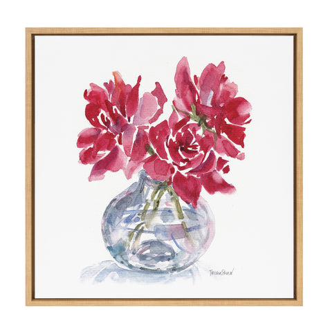 Sylvie 3 Red Roses Framed Canvas by Patricia Shaw