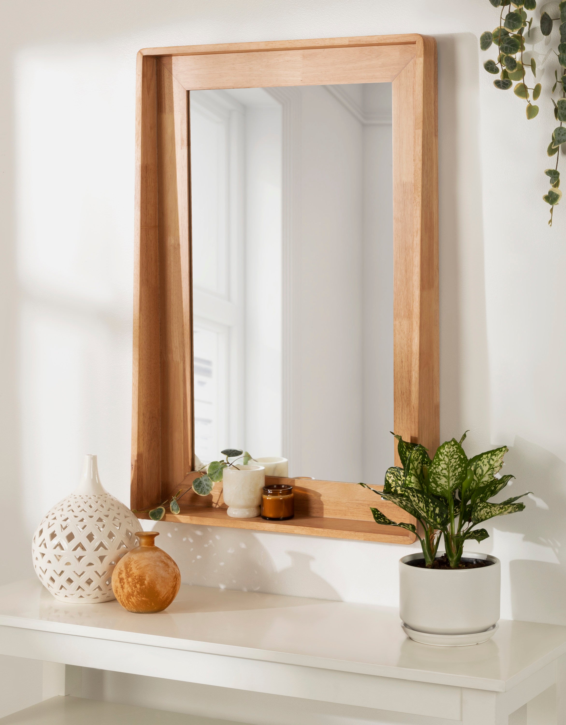 Basking Wall Mirror with Shelf