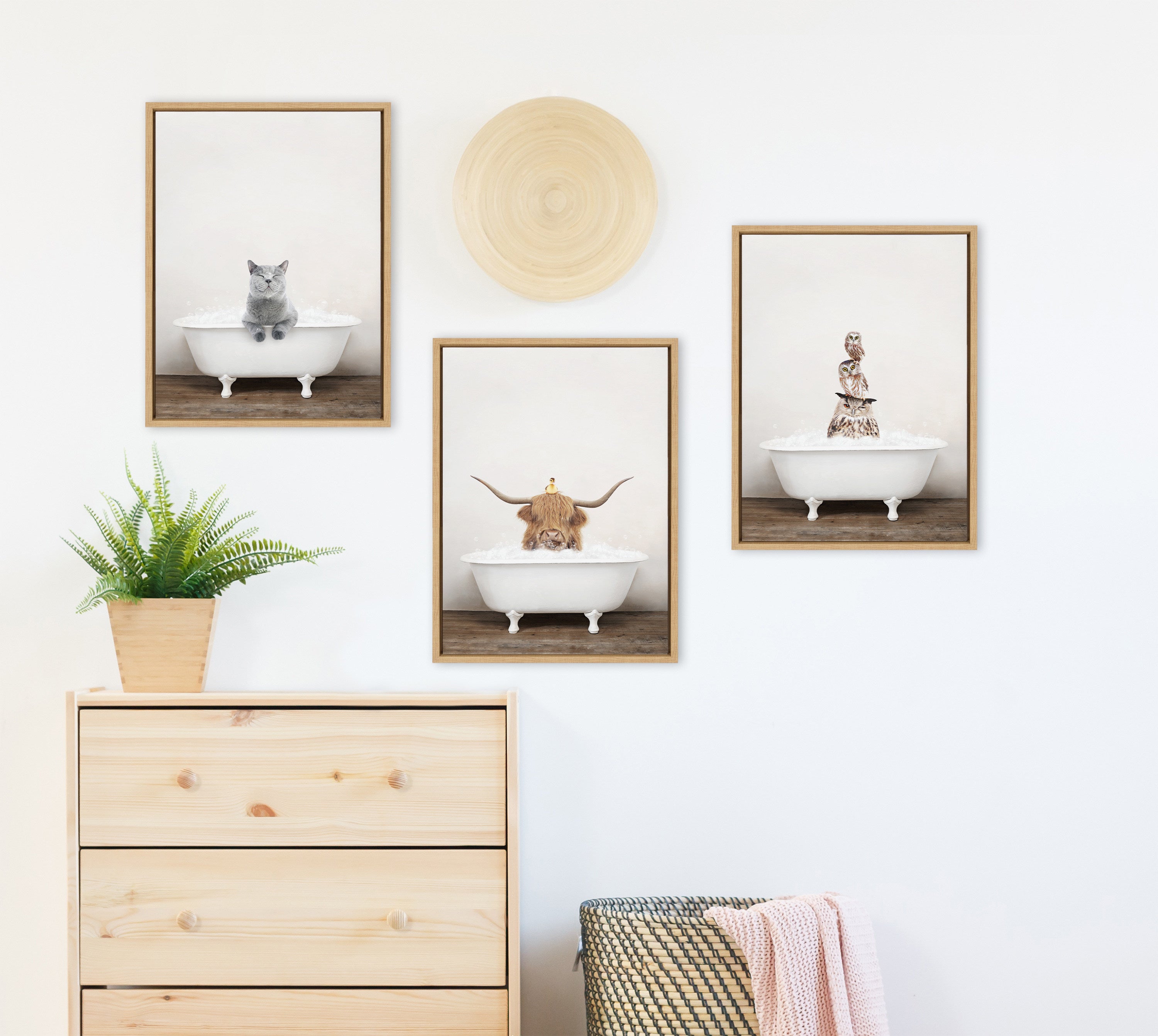 Sylvie Cat in Rustic Bath Framed Canvas by Amy Peterson Art Studio