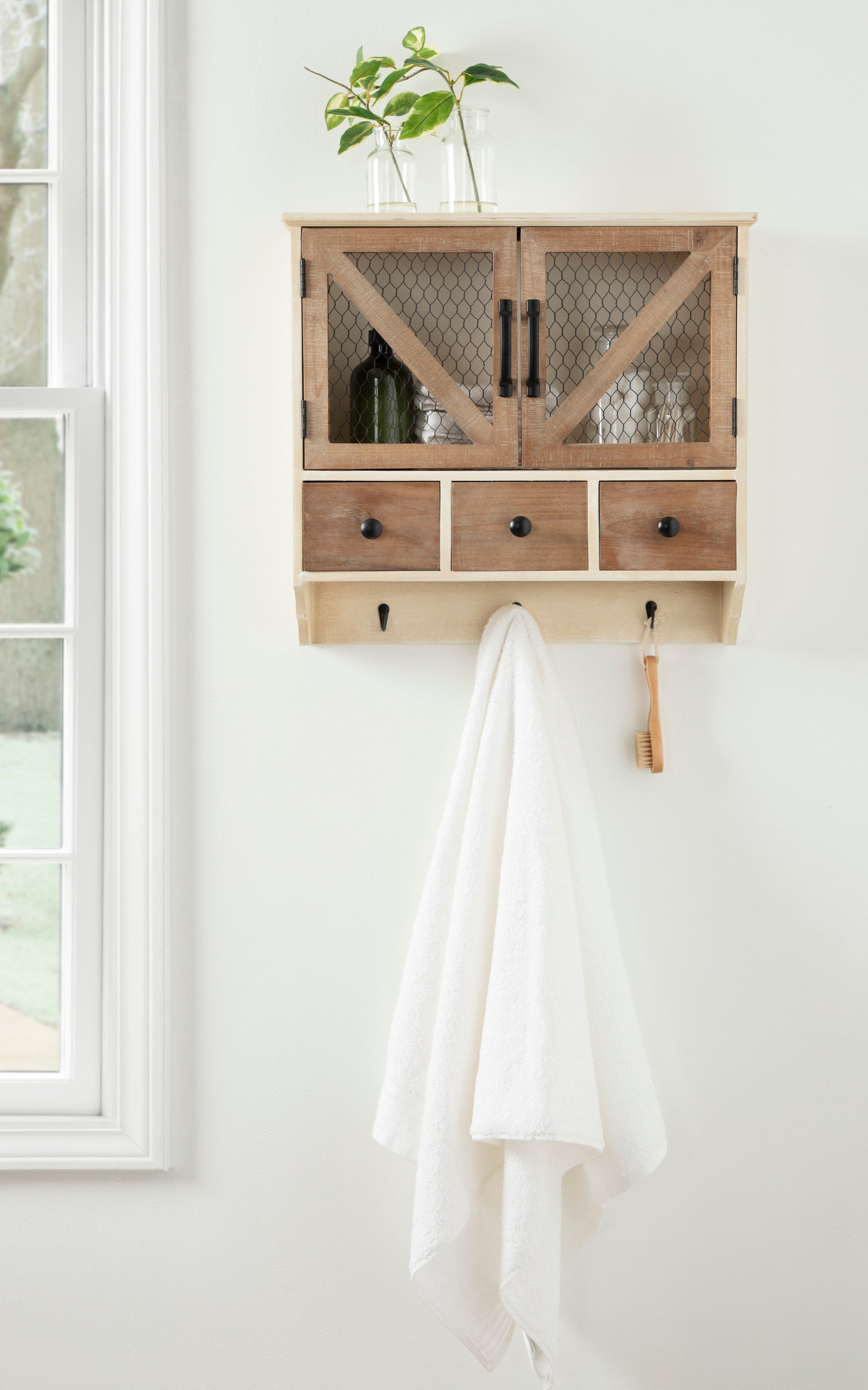 Hutchins Decorative Three Drawer Wood Wall Cabinet