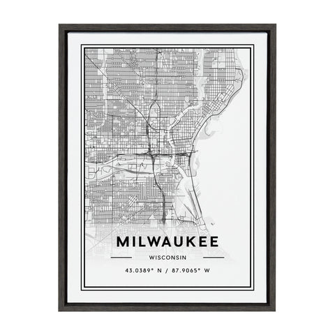 Sylvie Milwaukee Modern Map Framed Canvas by Jake Goossen