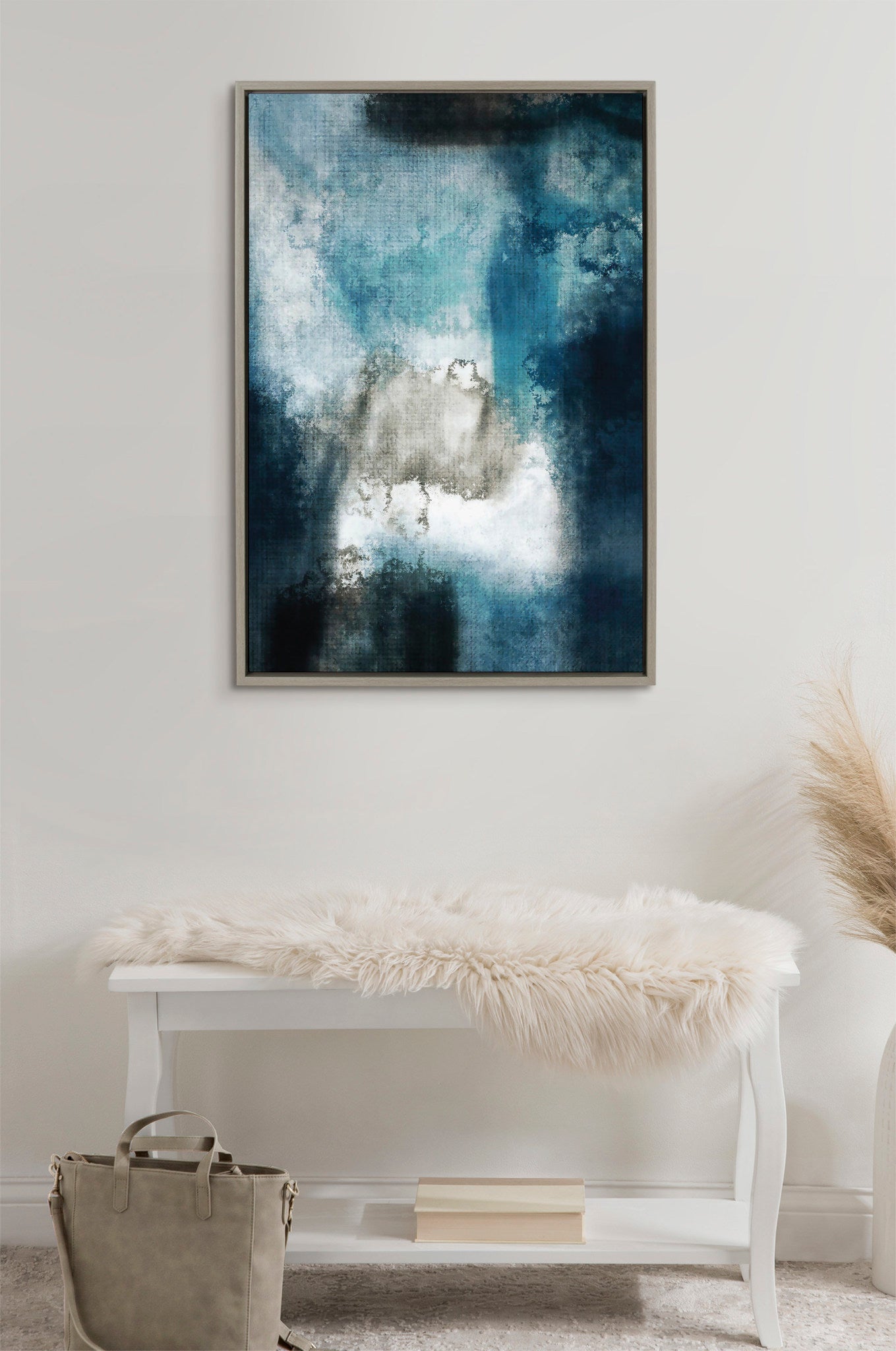 Sylvie Aqua Abstract 2 Framed Canvas by Amy Lighthall