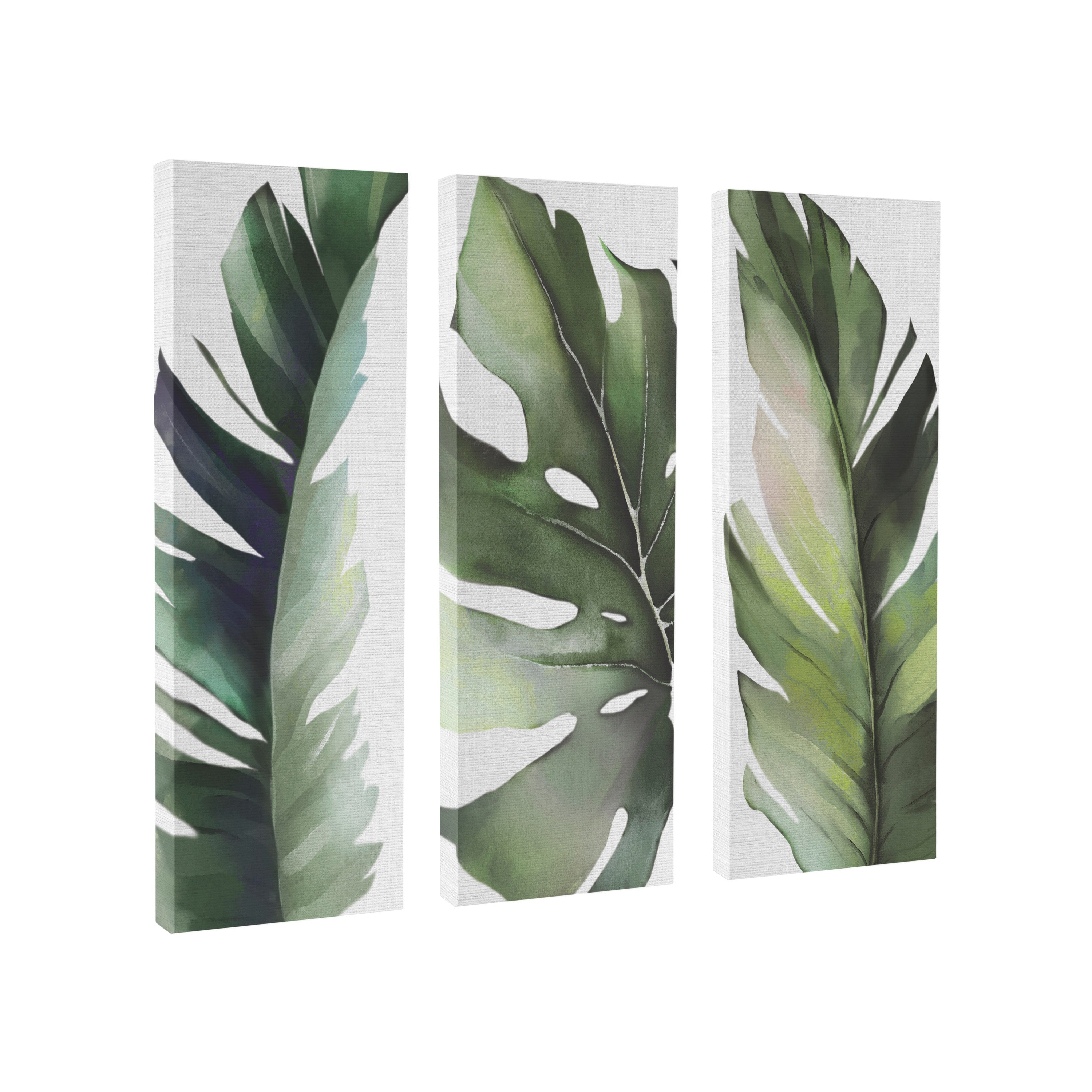 Tropical Watercolor Leaf Canvas Wall Art Set by The Creative Bunch Studio