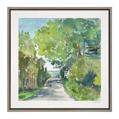 Sylvie The Lane and Sea Framed Canvas by Patricia Shaw