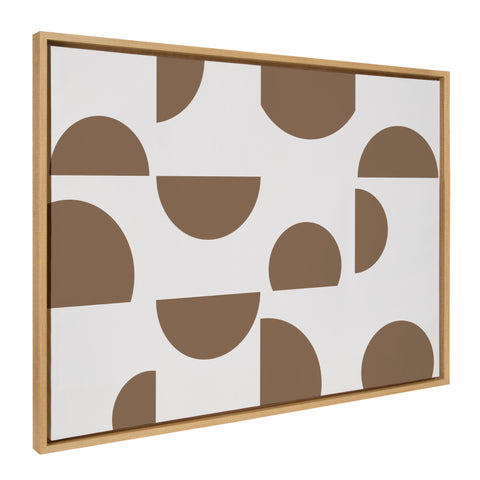 Sylvie Geo Circles Abstract Mushroom Brown Framed Canvas by The Creative Bunch Studio
