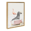 Sylvie Zebra and Flamingo in Cottage Rose Bath Framed Canvas by Amy Peterson Art Studio
