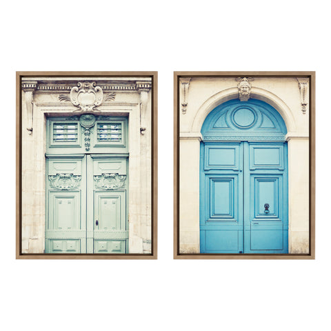 Sylvie Classic Parisian Door and Blue Paris Door Framed Canvas Set by Caroline Mint
