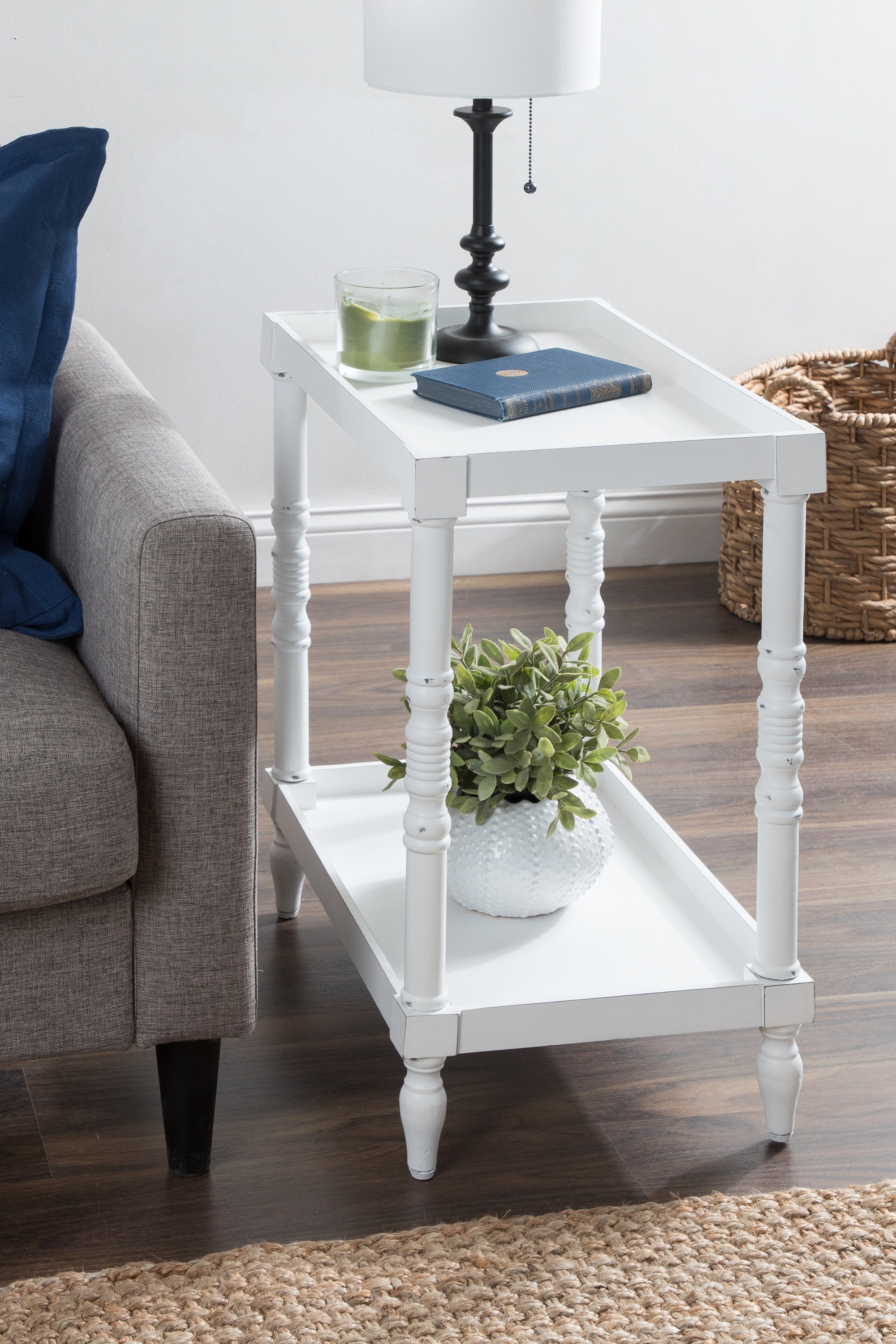 Bellport Wood Side Table with Shelf