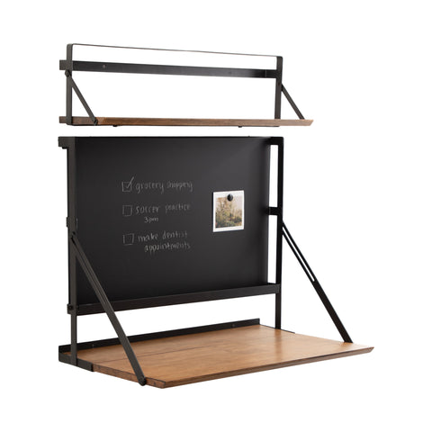 McAllister Wood and Metal Floating Desk with Chalkboard