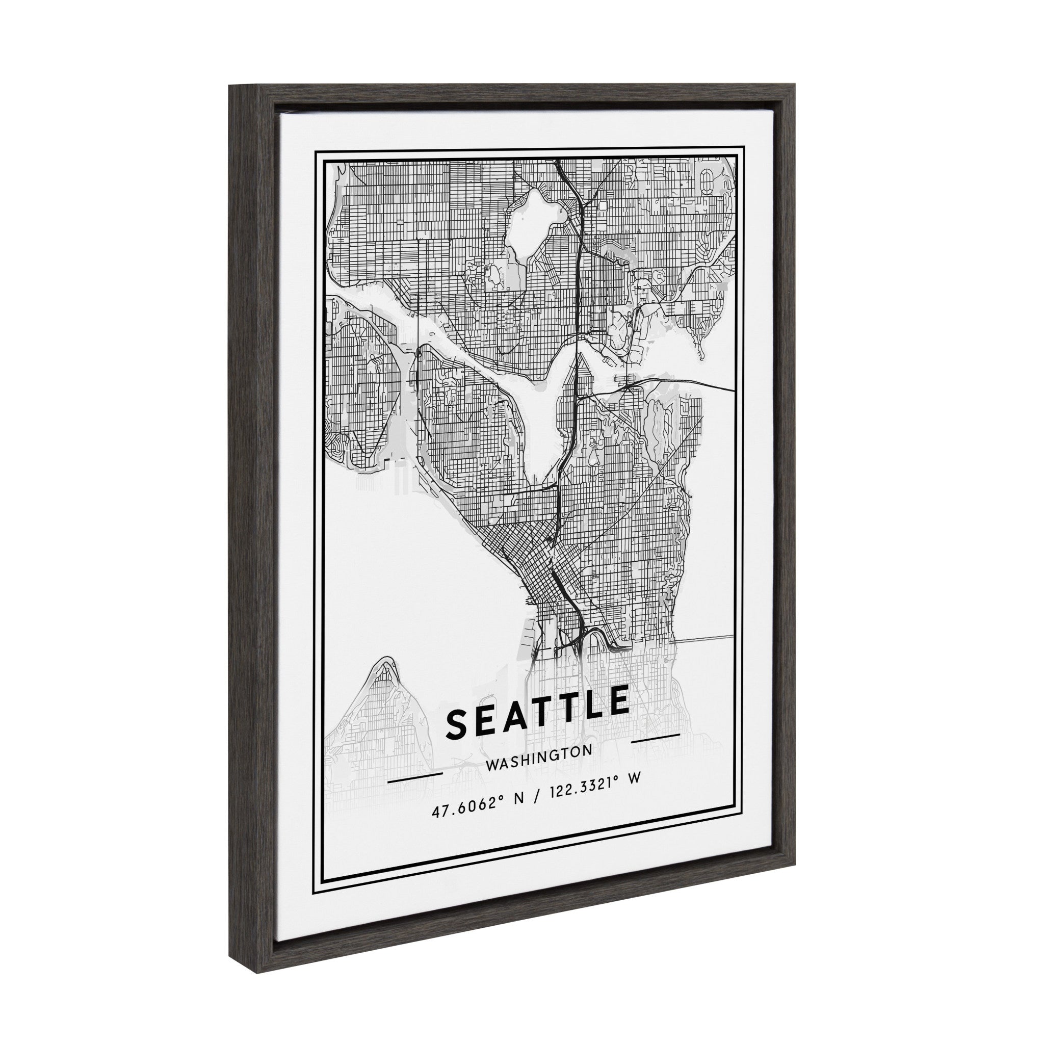 Sylvie Seattle Modern Map Framed Canvas by Jake Goossen