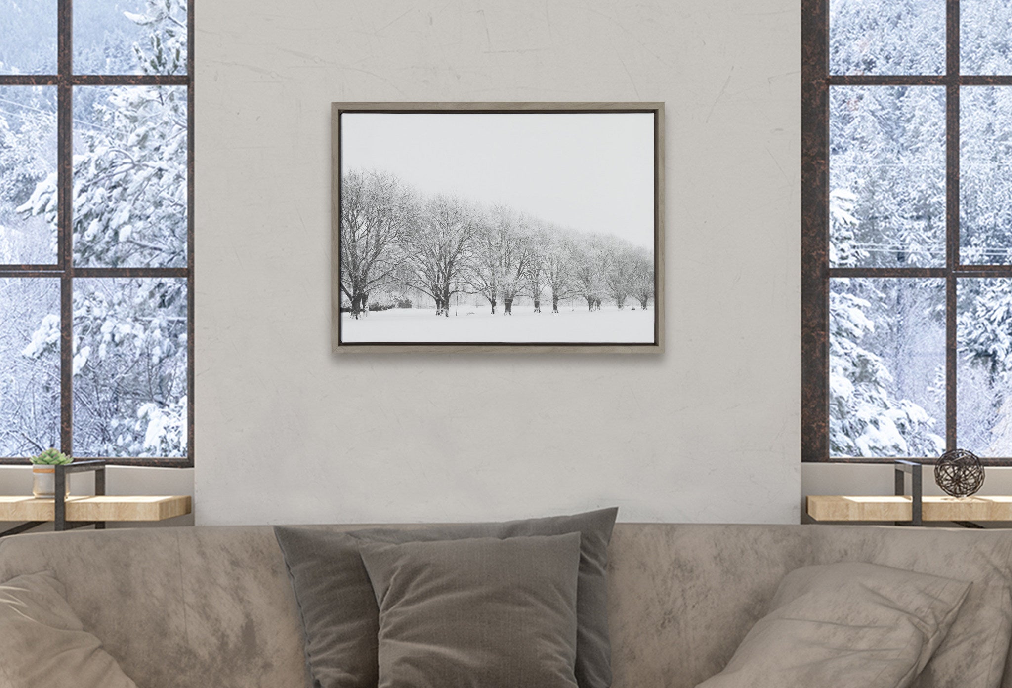 Sylvie A Snow Day Framed Canvas by Laura Evans